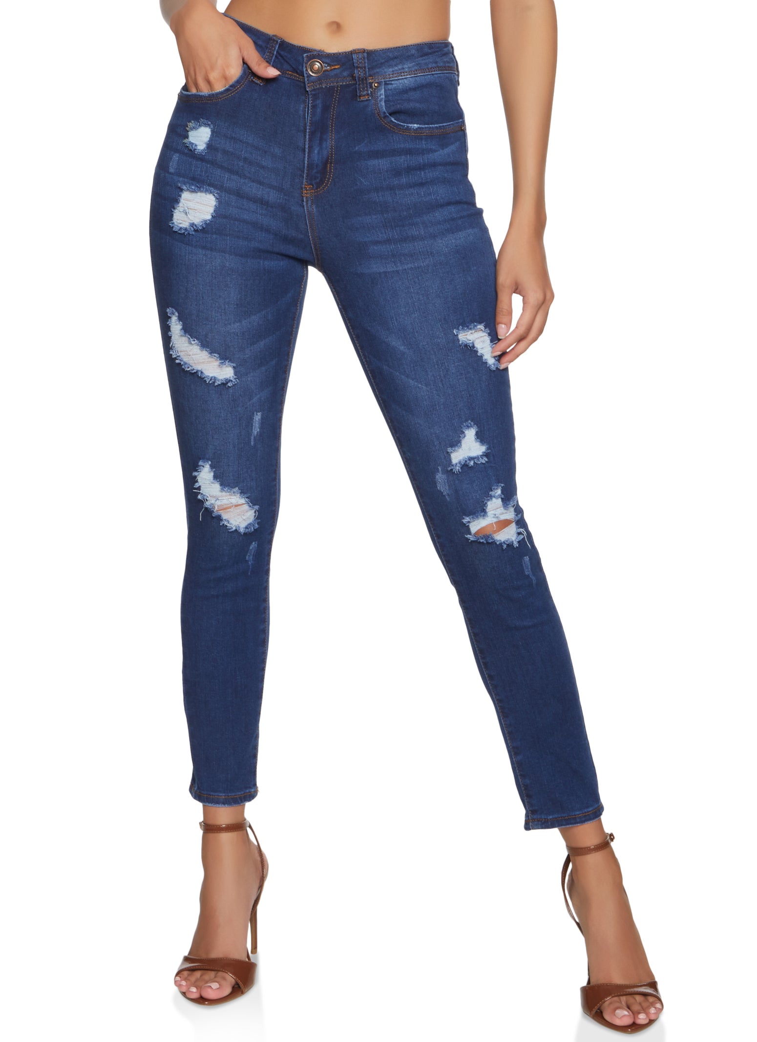 WAX Mid Rise Distressed Jeans