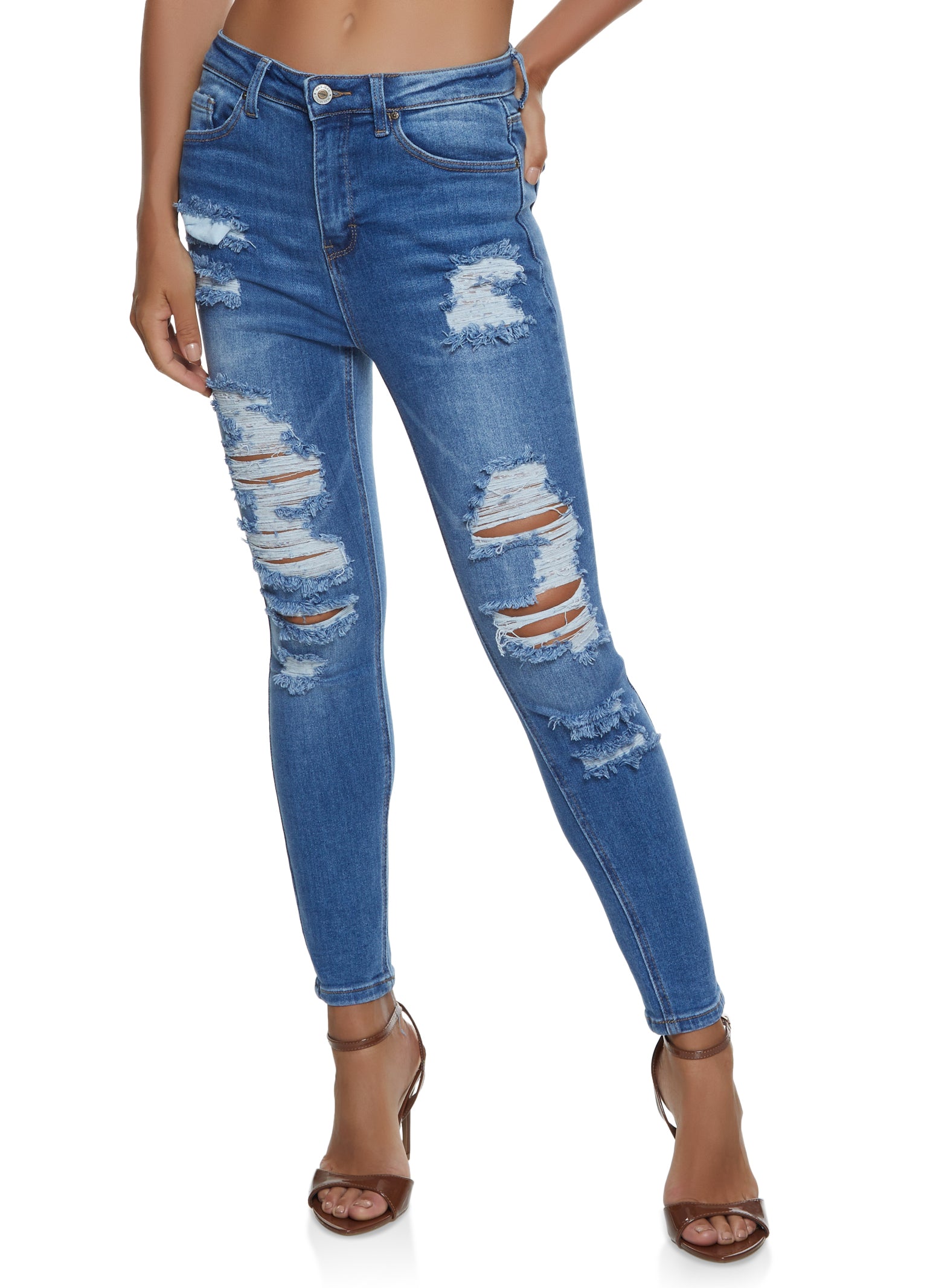 WAX Distressed Frayed Jeans