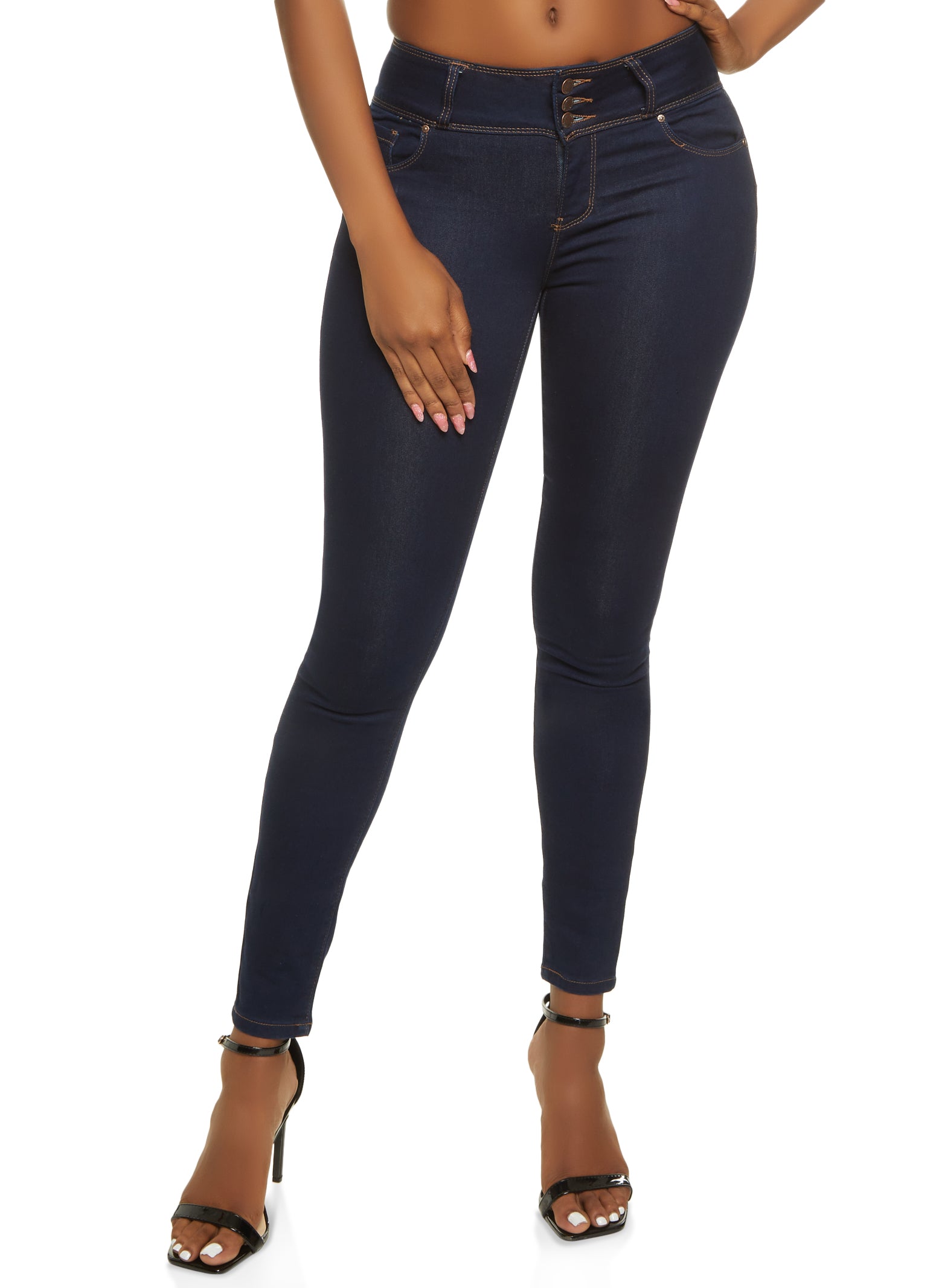 WAX 3 Button Skinny Jeans