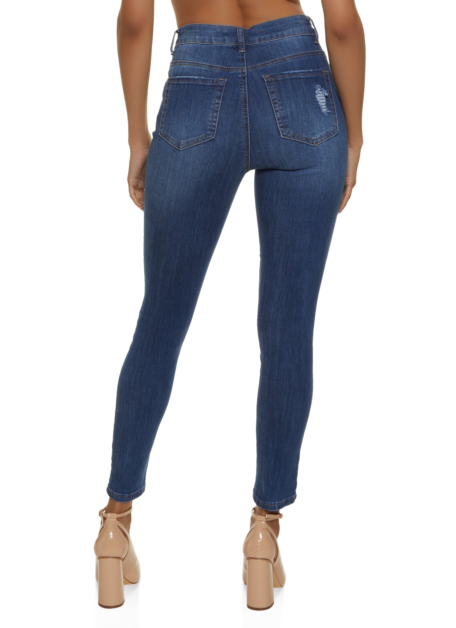 WAX Distressed High Waist Cropped Skinny Jeans