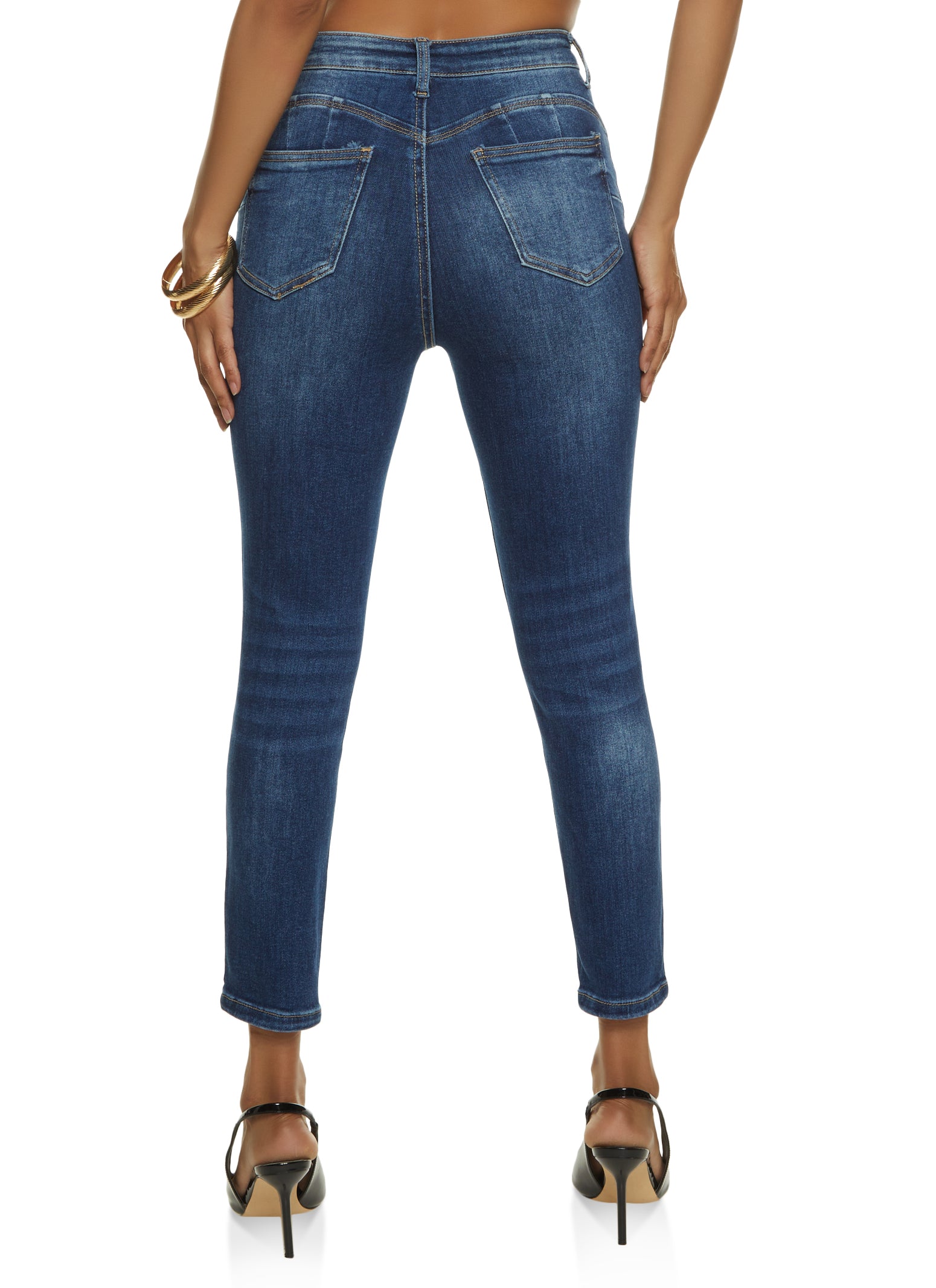 Plus Size WAX High Waisted Whiskered Skinny Jeans