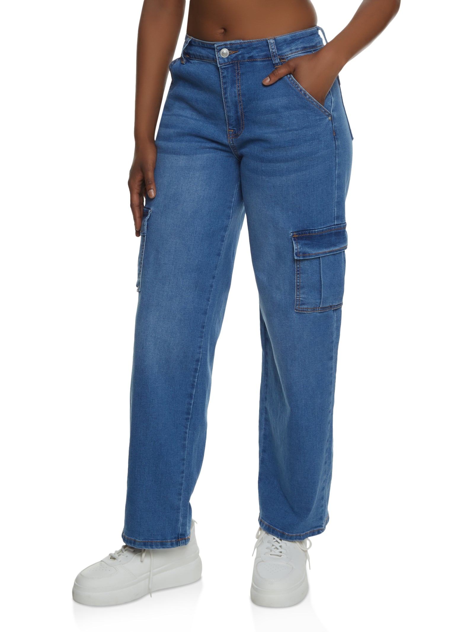 WAX Whiskered Straight Leg Cargo Jeans