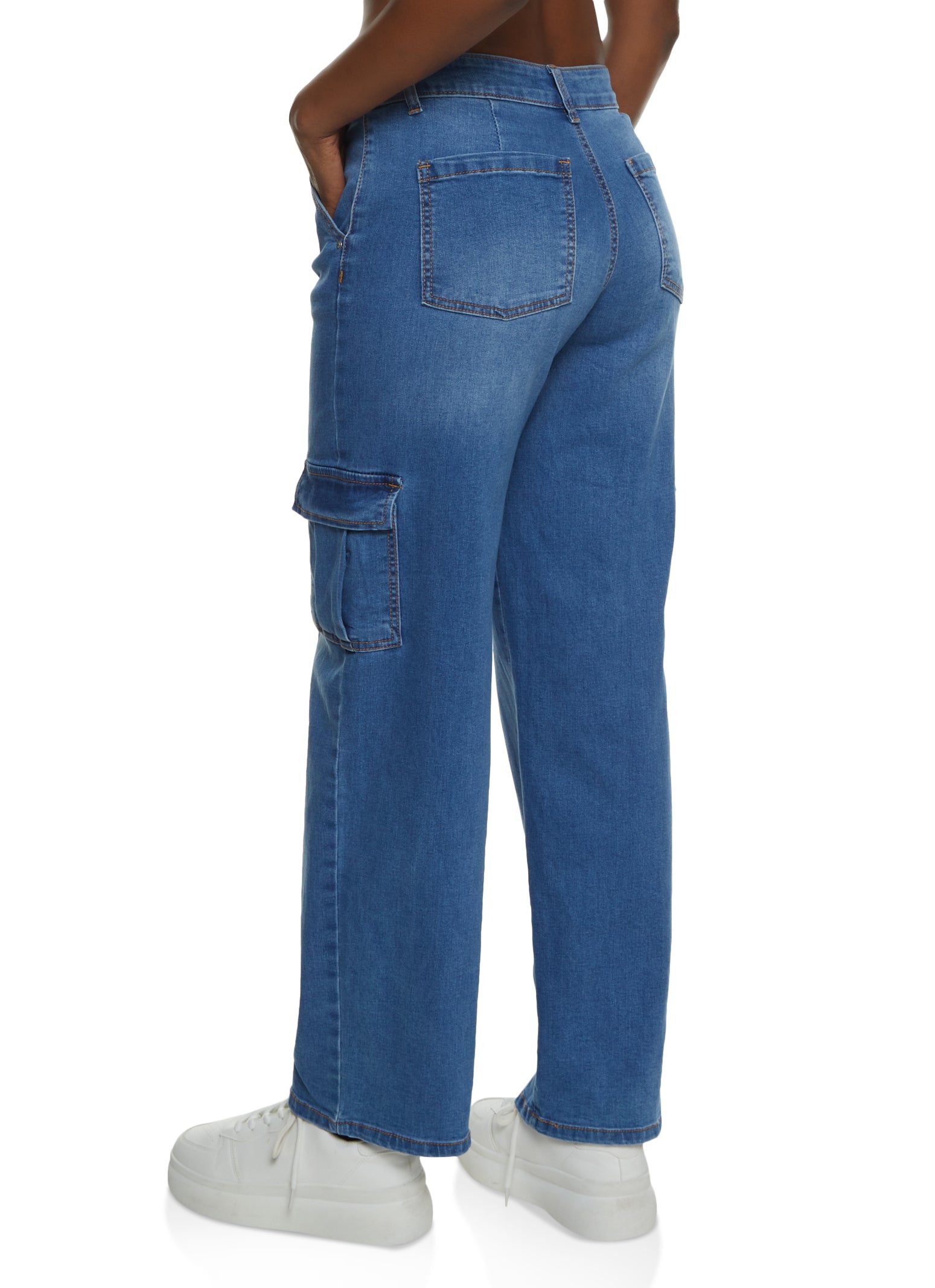 Plus Size WAX Whiskered Wide Leg Cargo Jeans