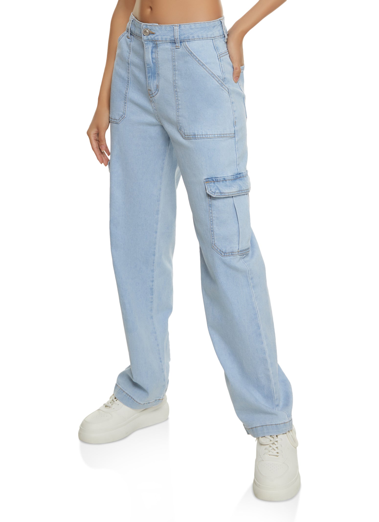 Wide Regular Cargo Jeans - Light denim blue - Ladies