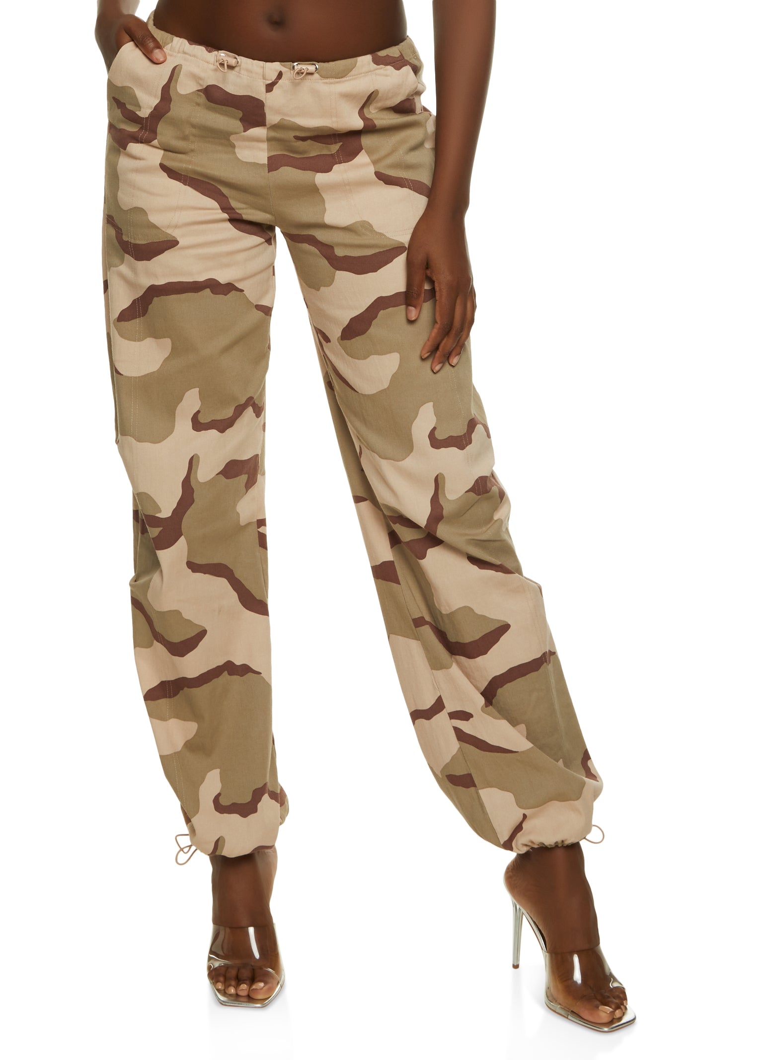 Camouflage Toggle Drawstring Hem Joggers