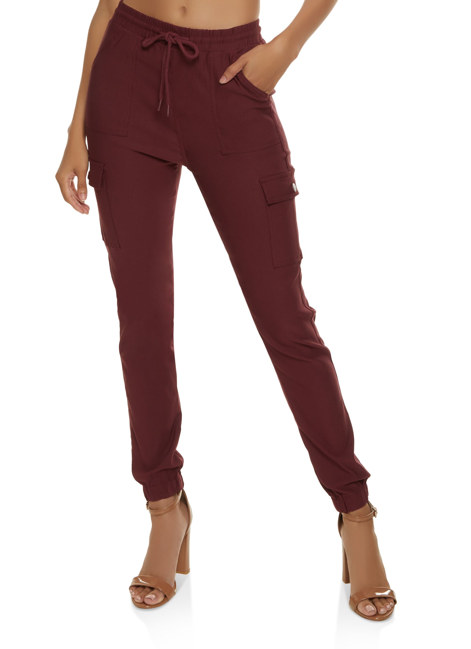 Burgundy discount cargo joggers