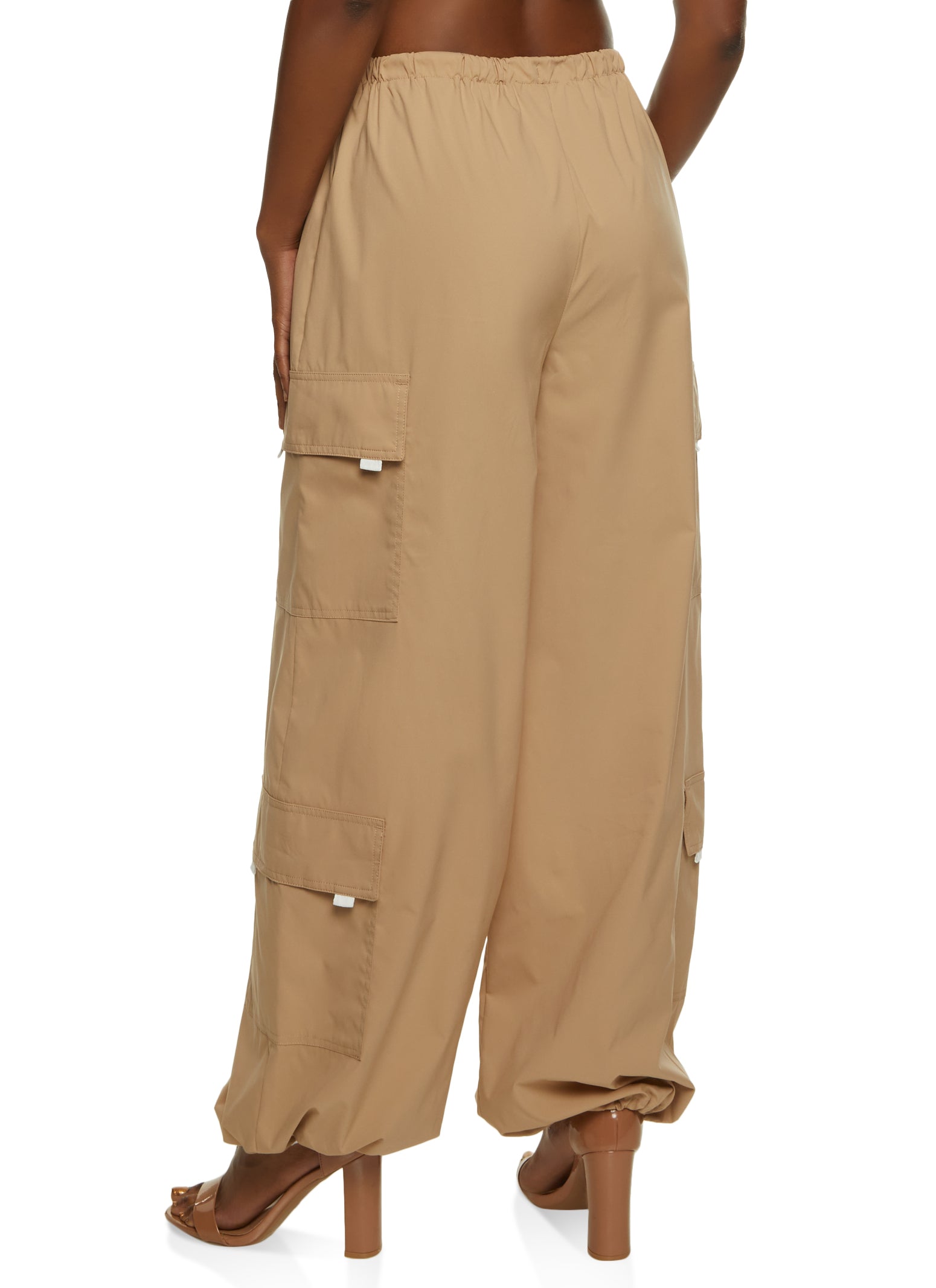 Toggle Drawstring Waist Parachute Pants