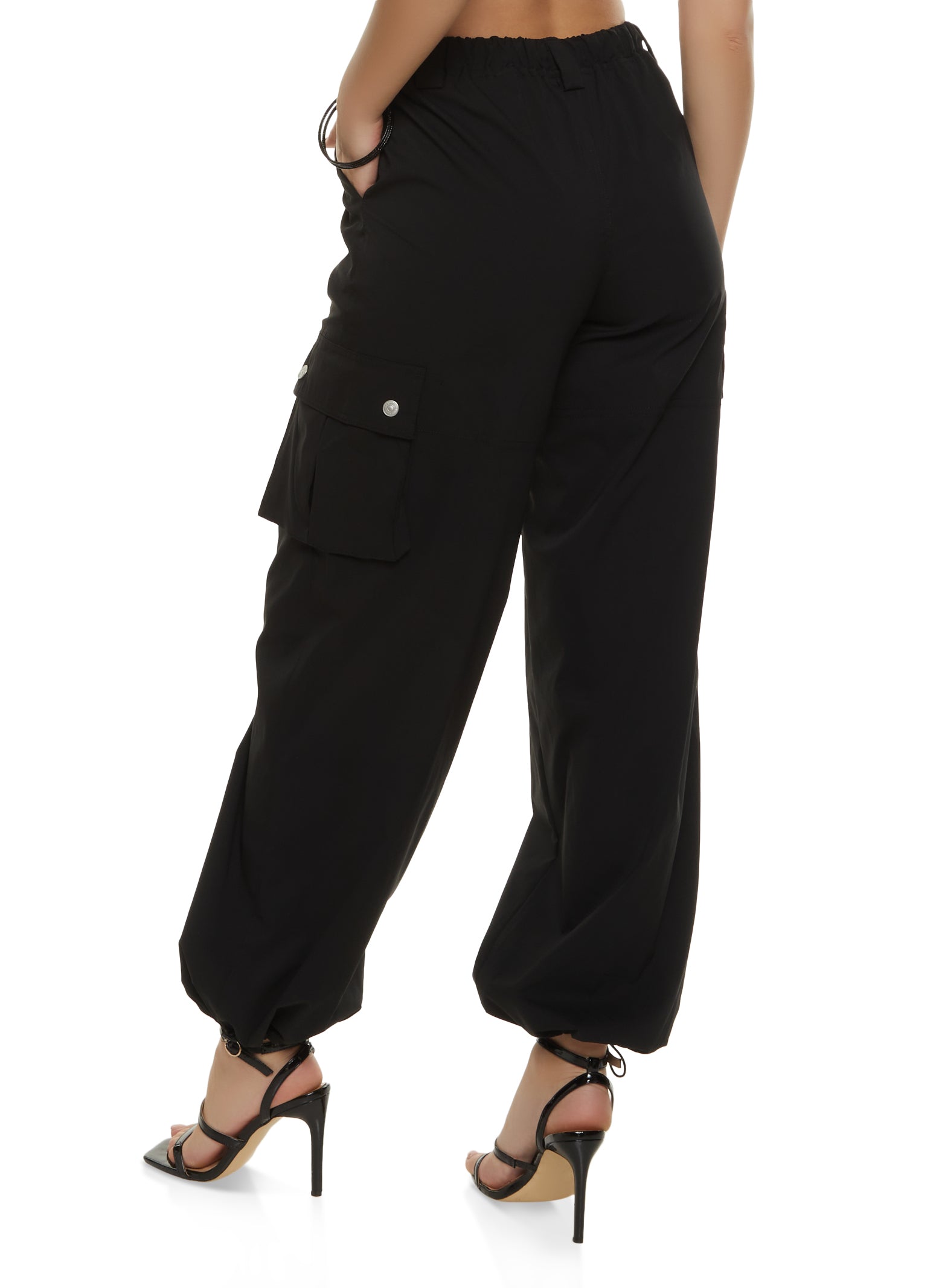 High Waist Cargo Parachute Trousers