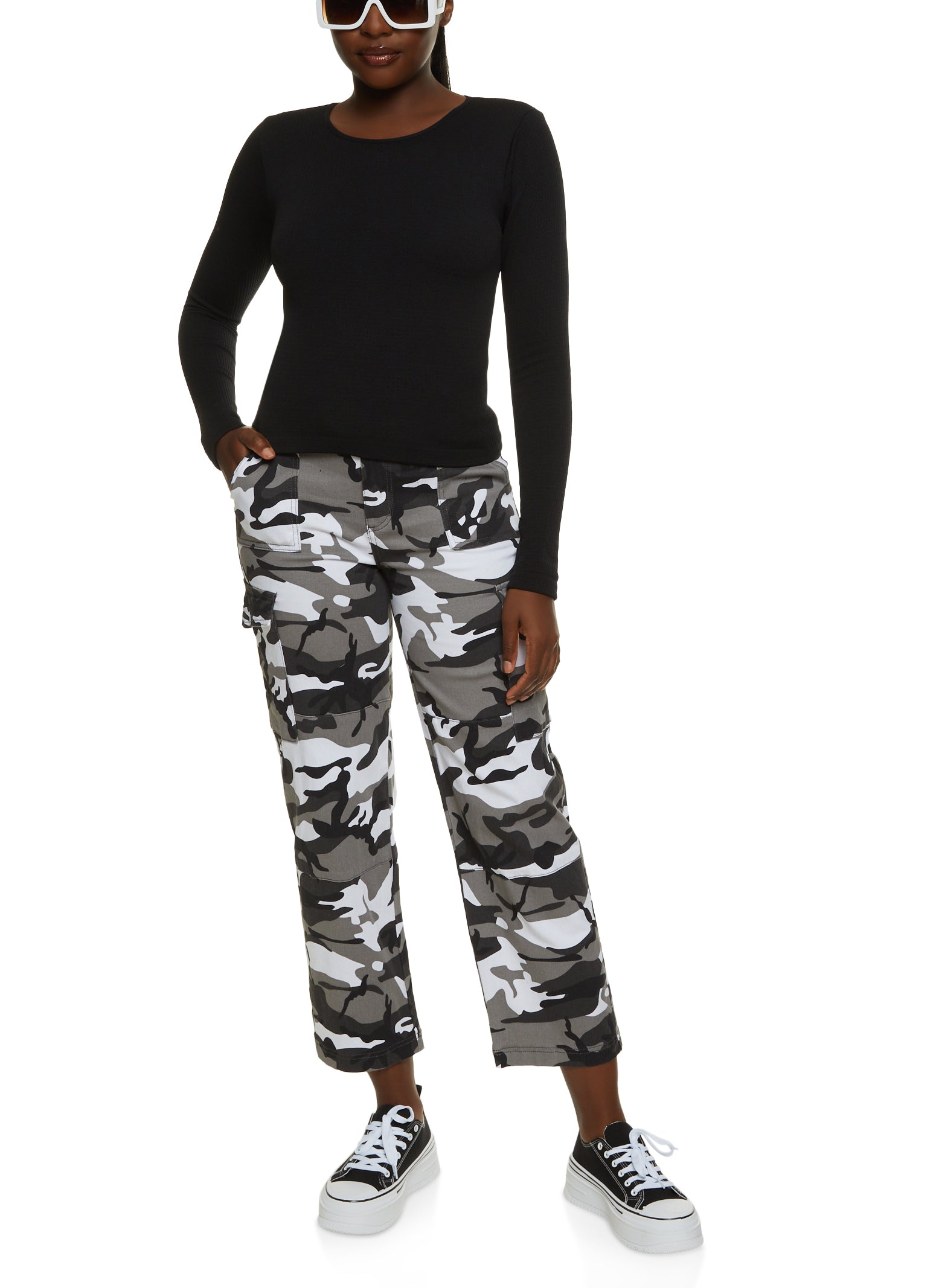 Belted Camouflage Cargo Pants