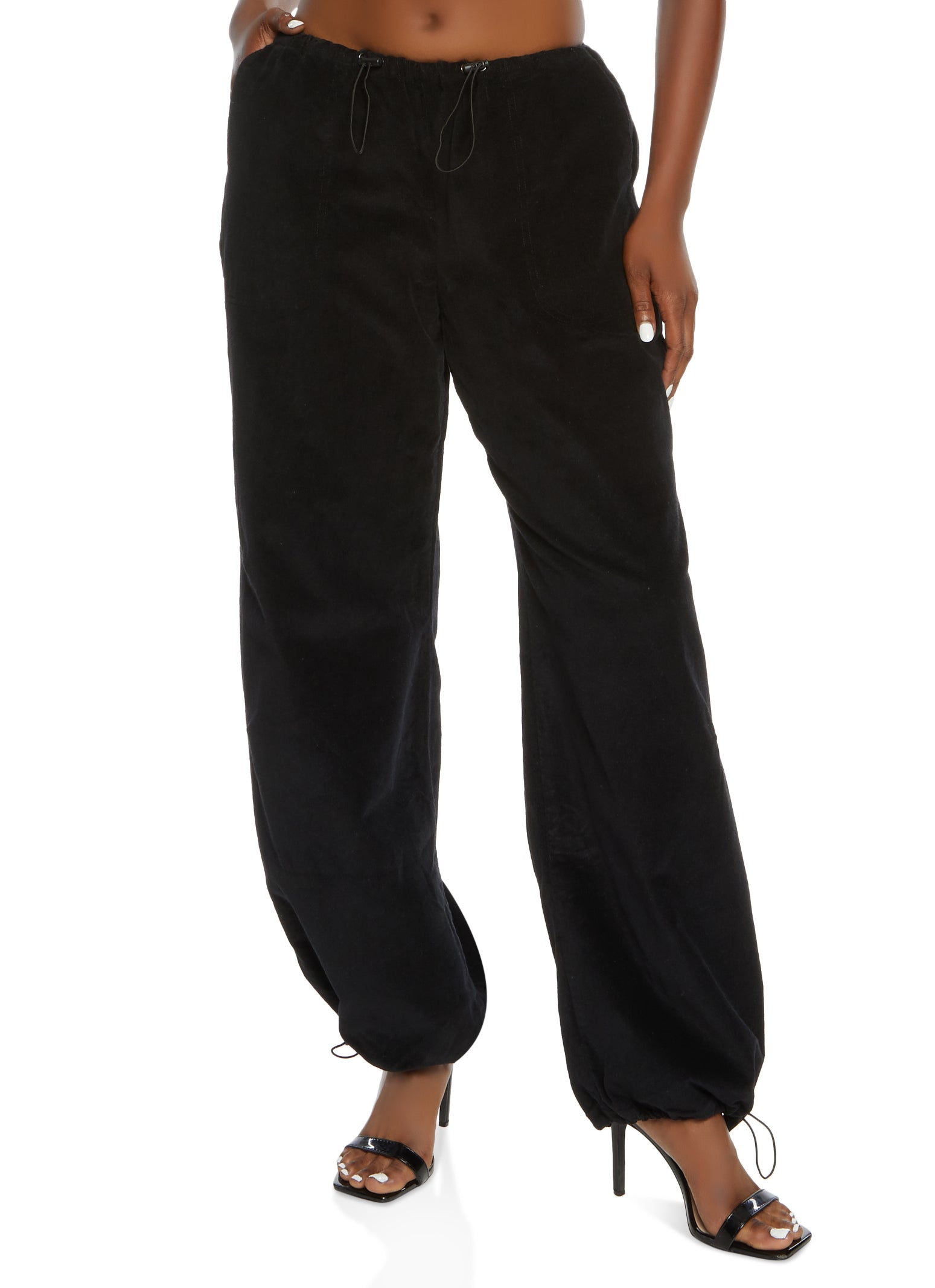 Corduroy Toggle Drawstring Parachute Pants