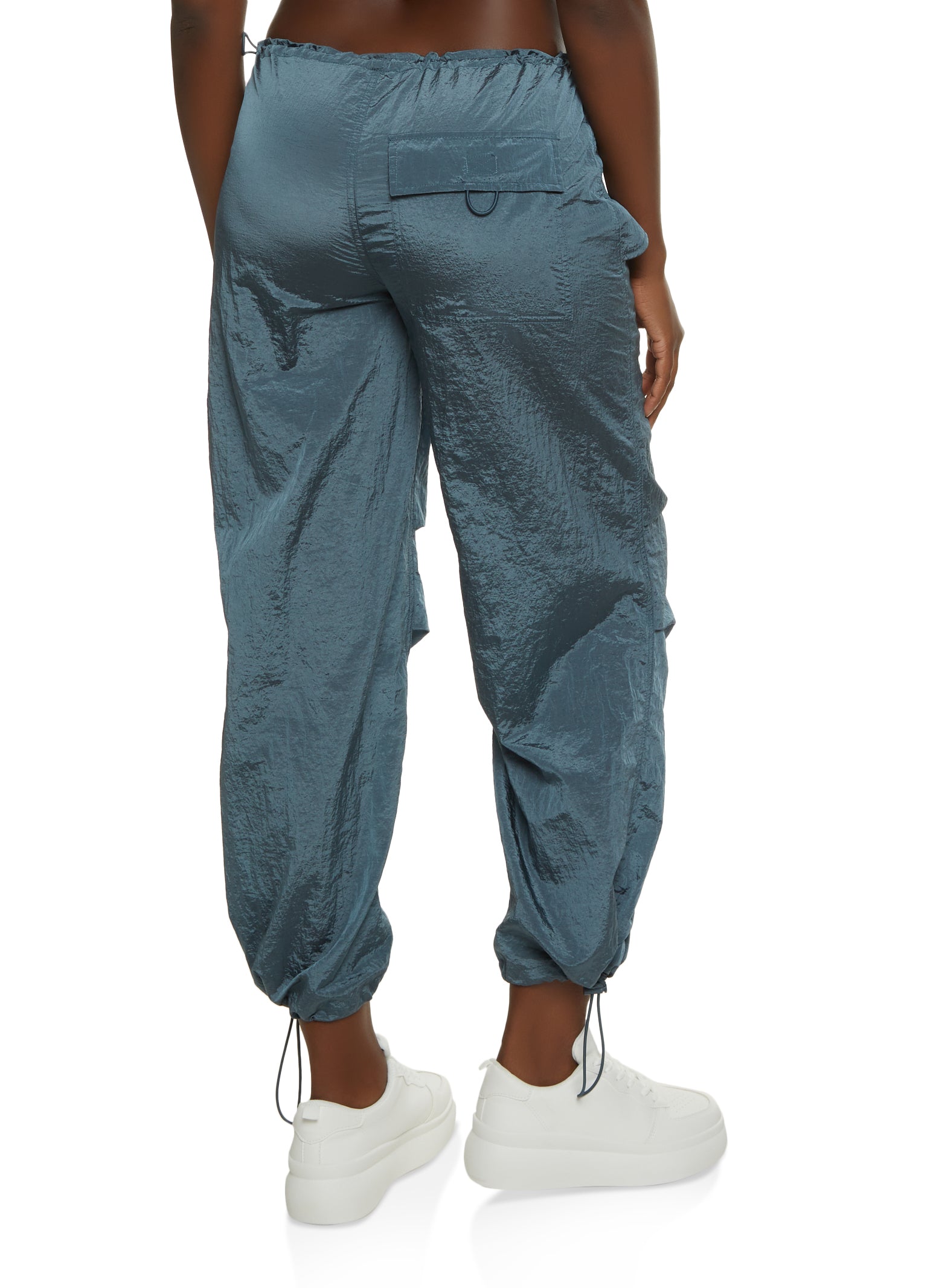 Drawstring Parachute Pants - Gray