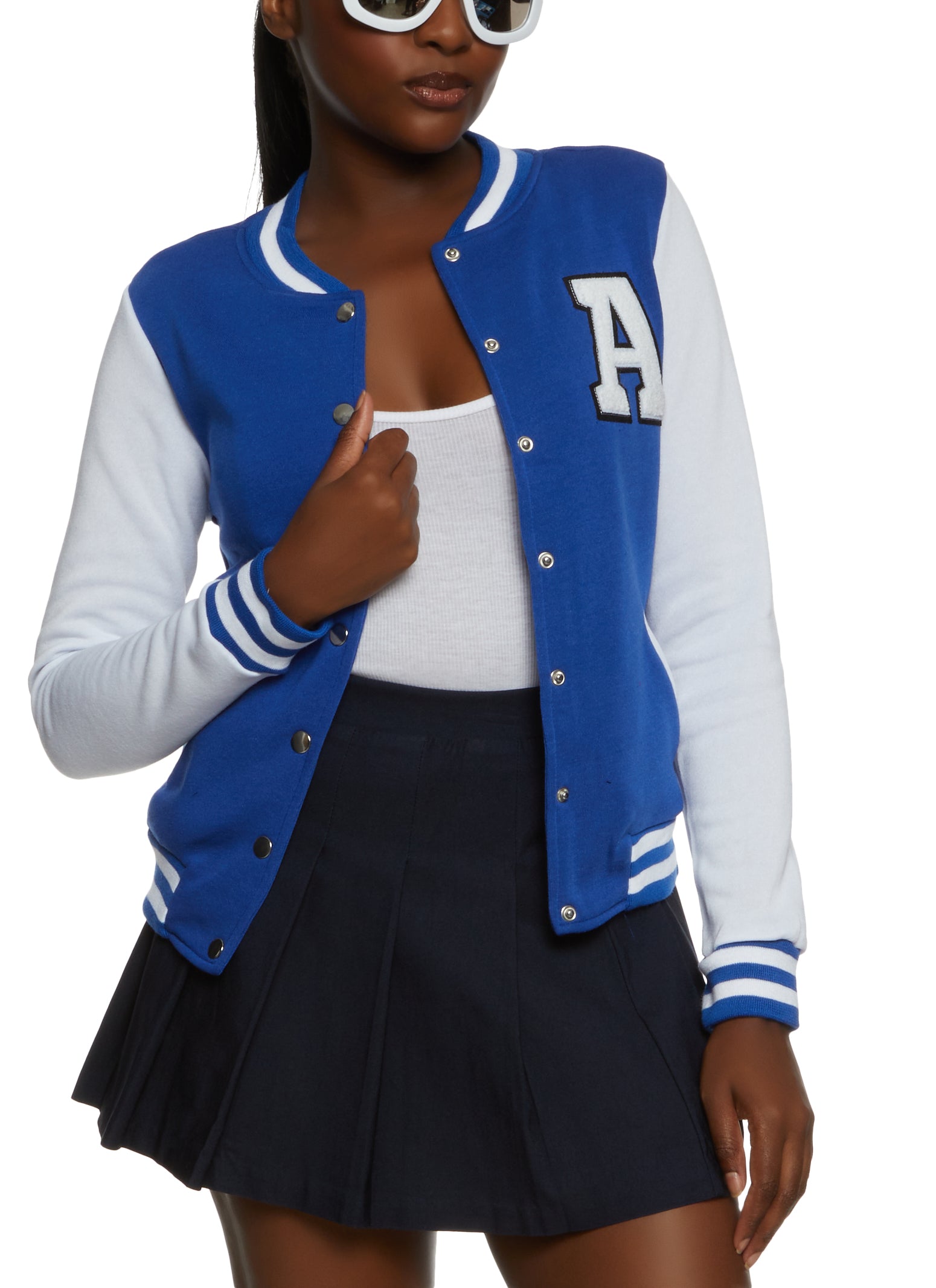 Royal blue and hot sale white letterman jacket