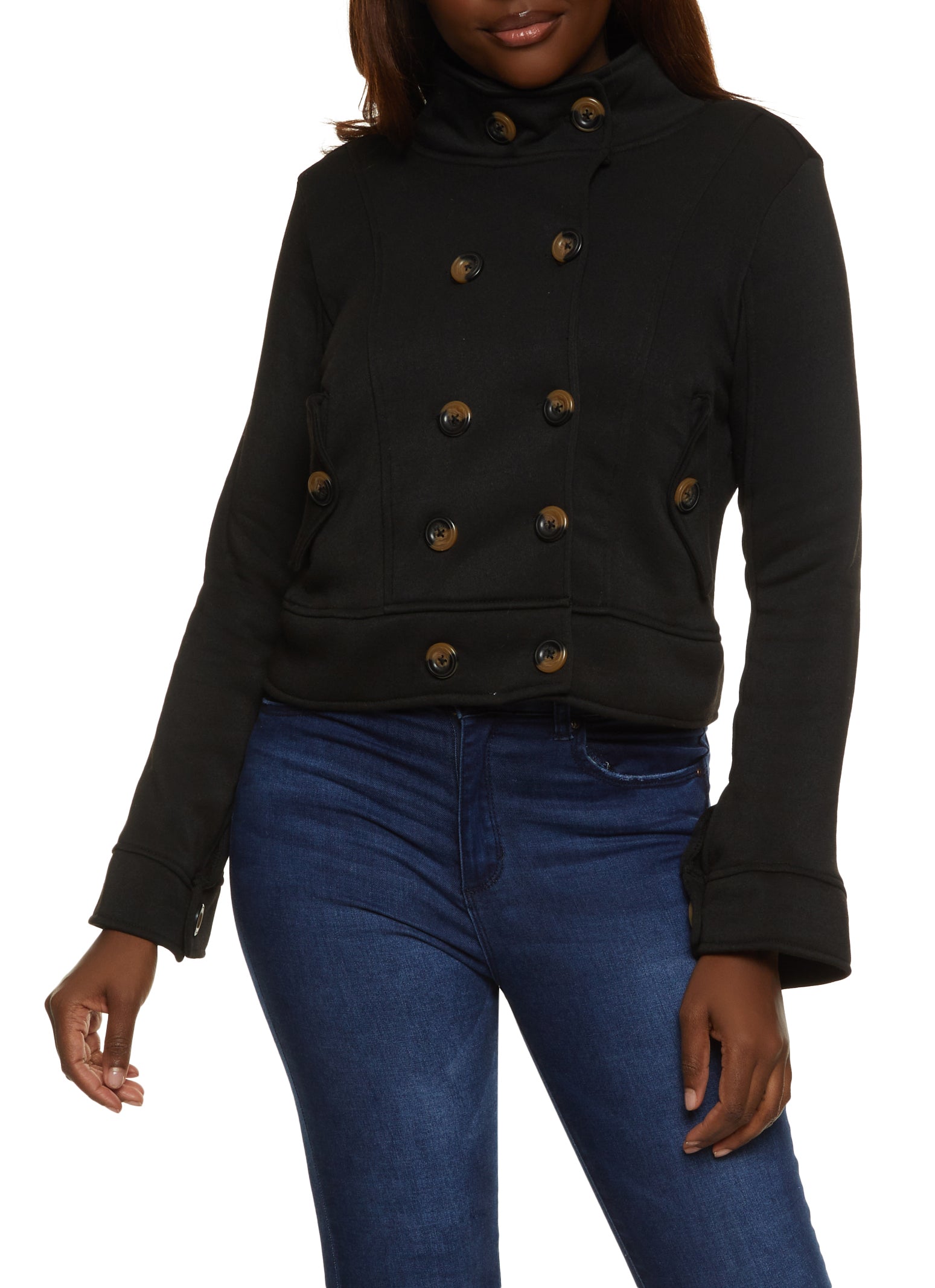 Womens fleece outlet peacoat