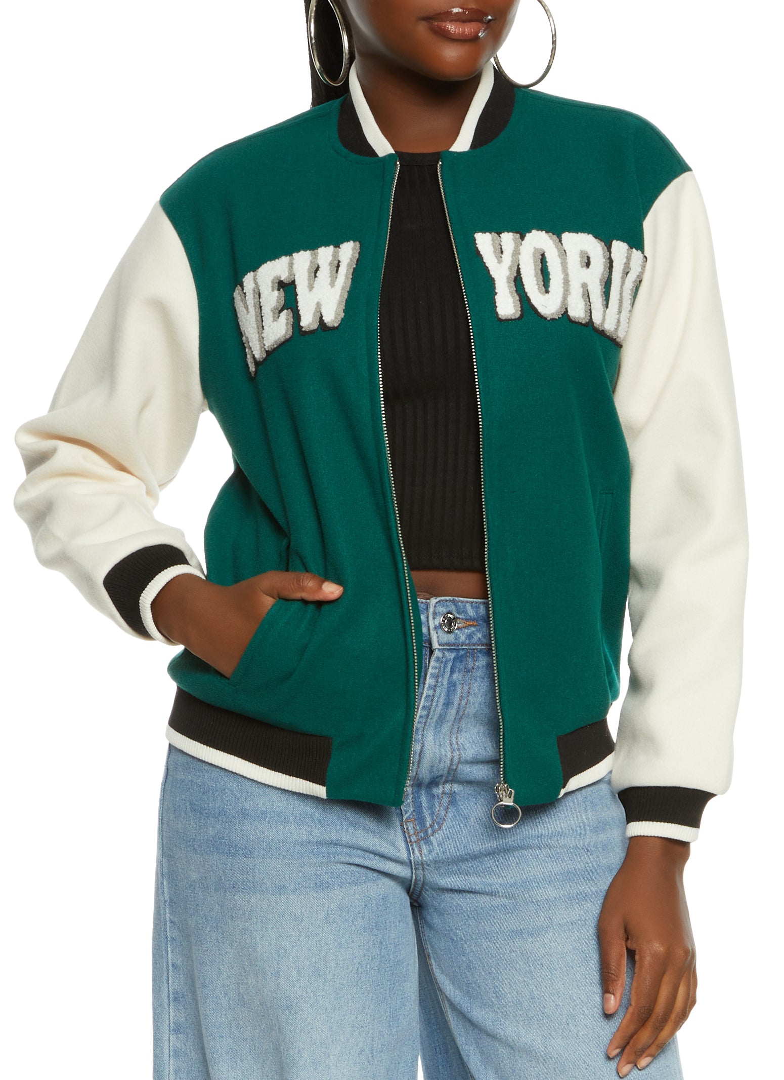 New York Chenille Patch Varsity Jacket