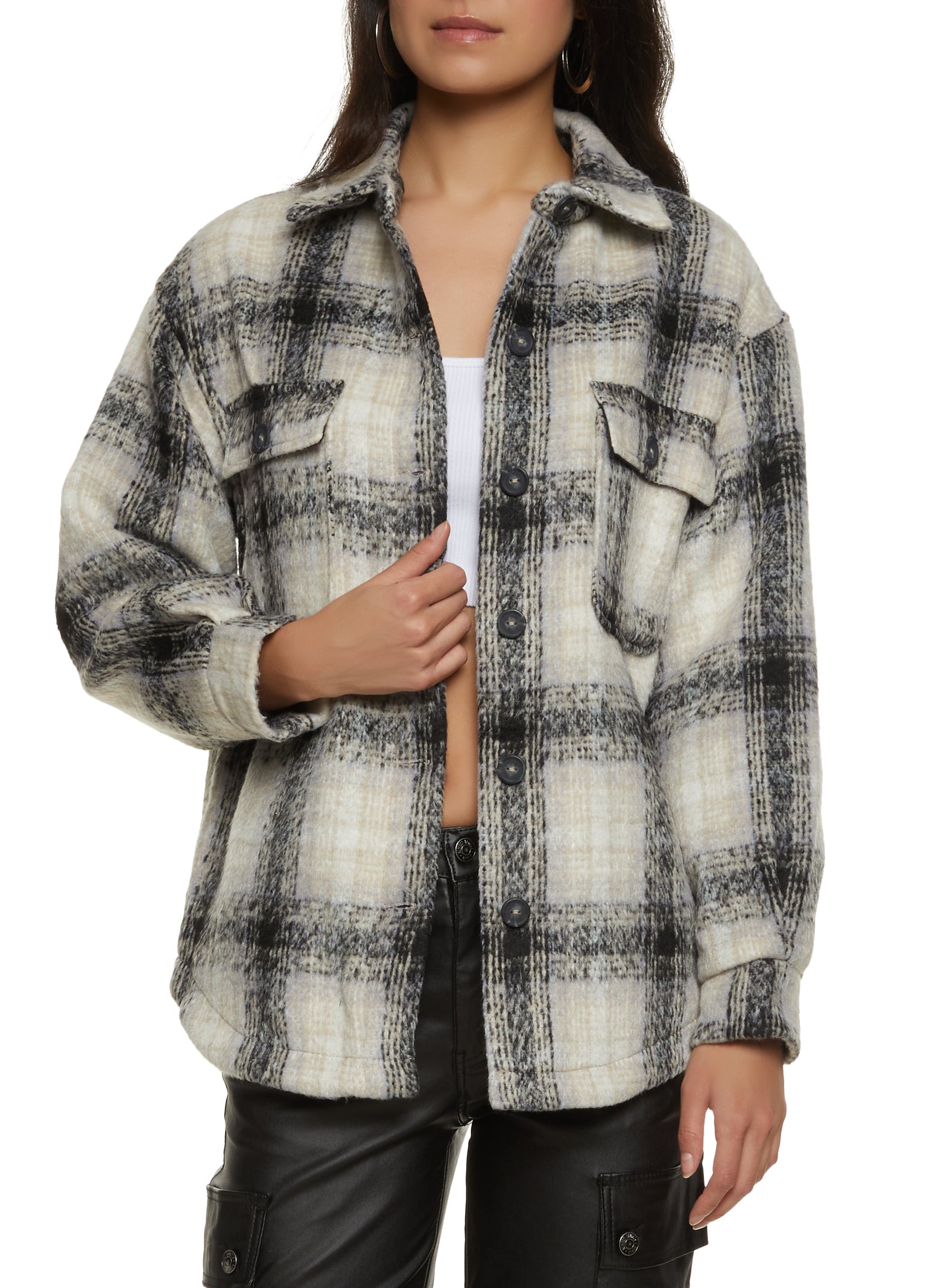 Plaid Button Pocket Shacket