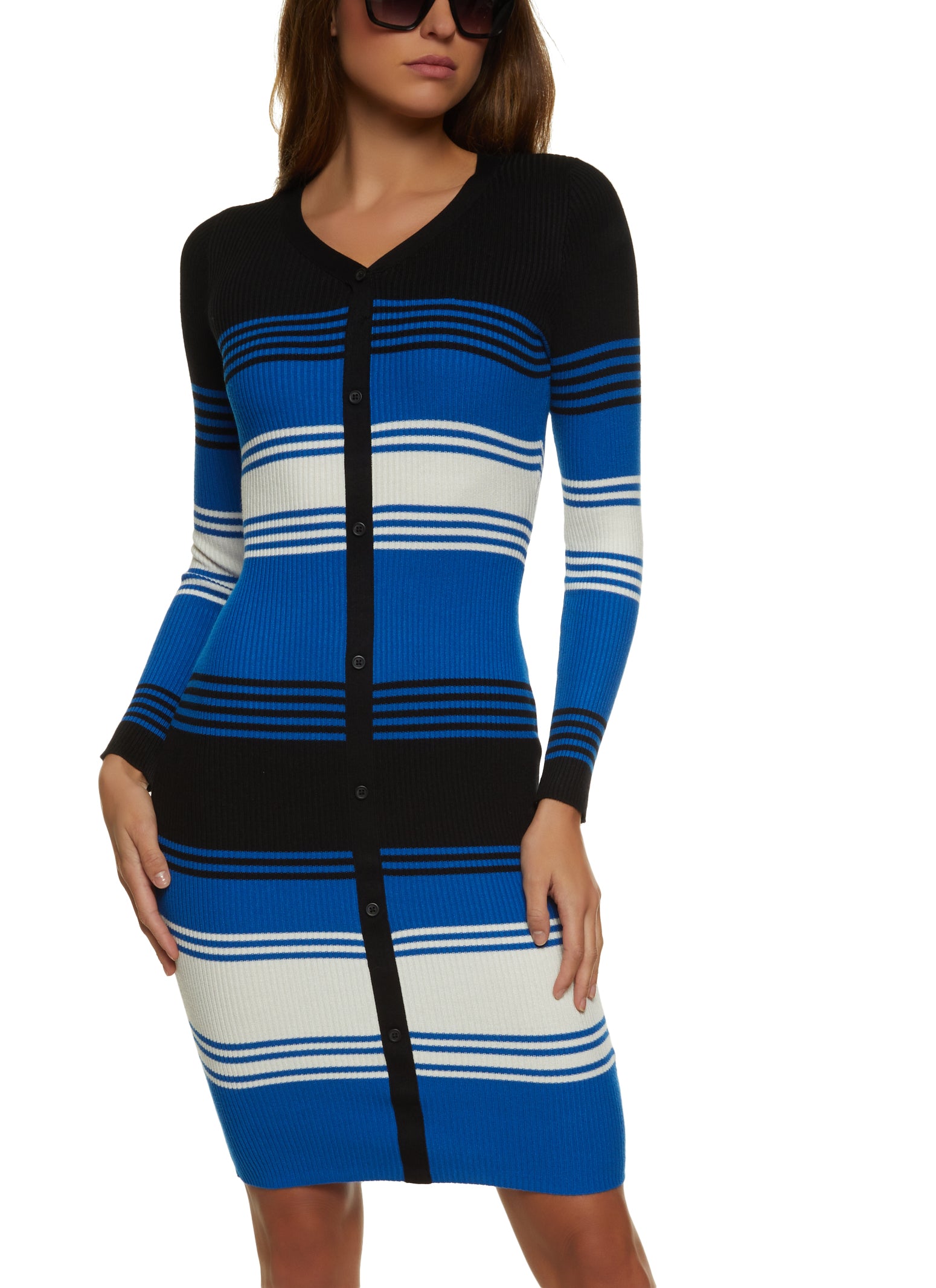 Striped midi sweater outlet dress