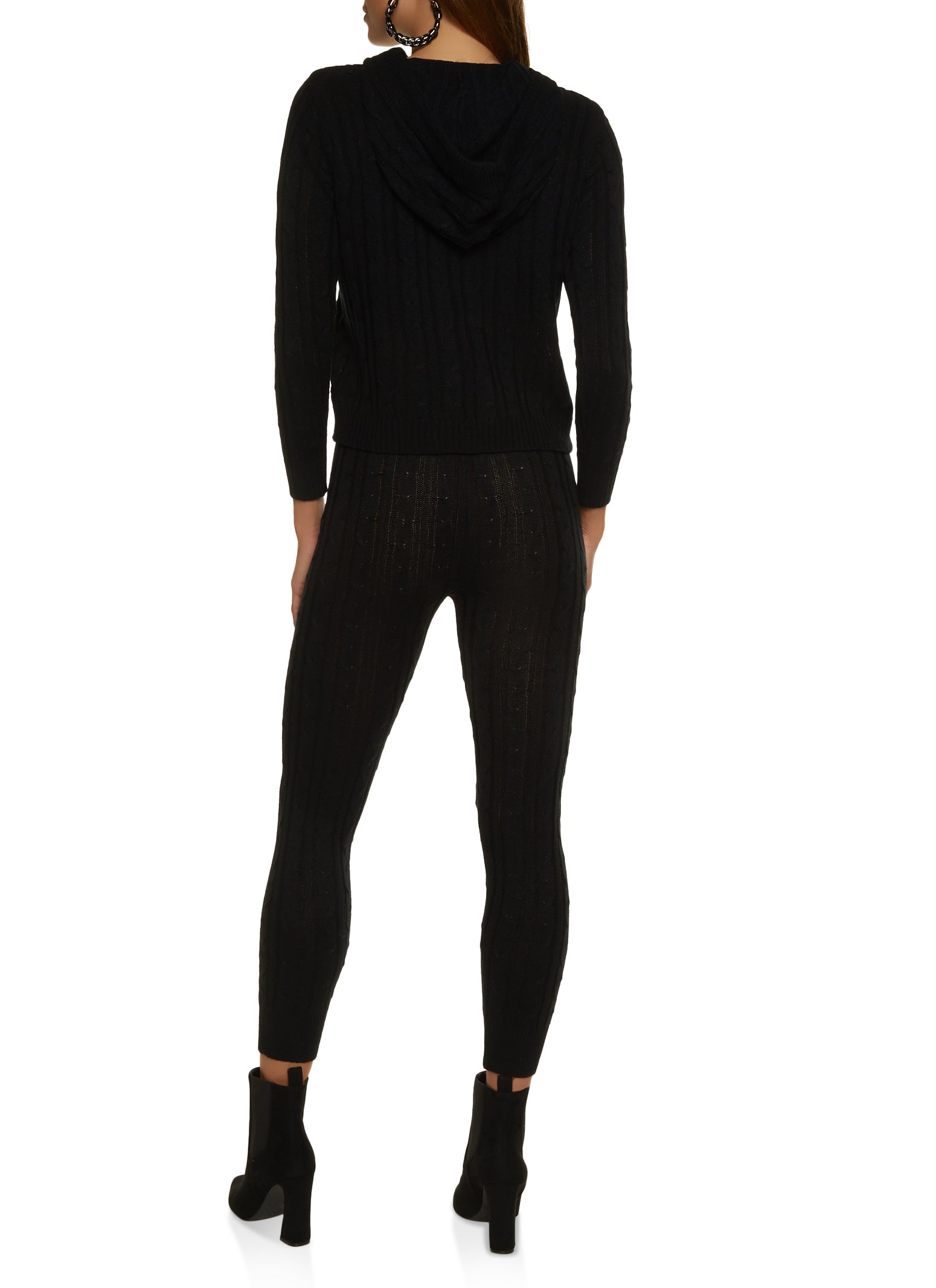 Cable Knit Crew Neck Sweater and Leggings Set