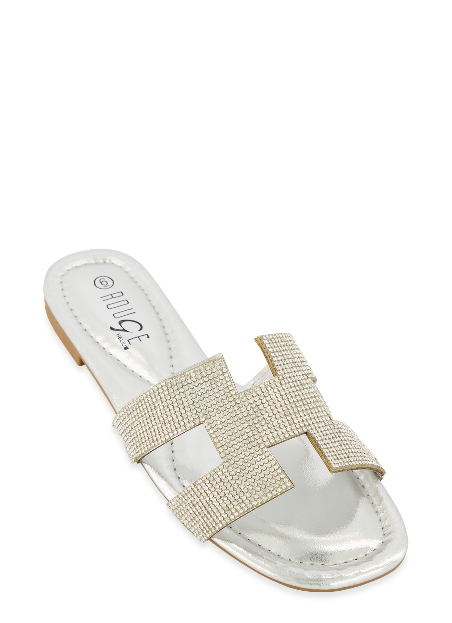 Rhinestone H Band Flat Sandals