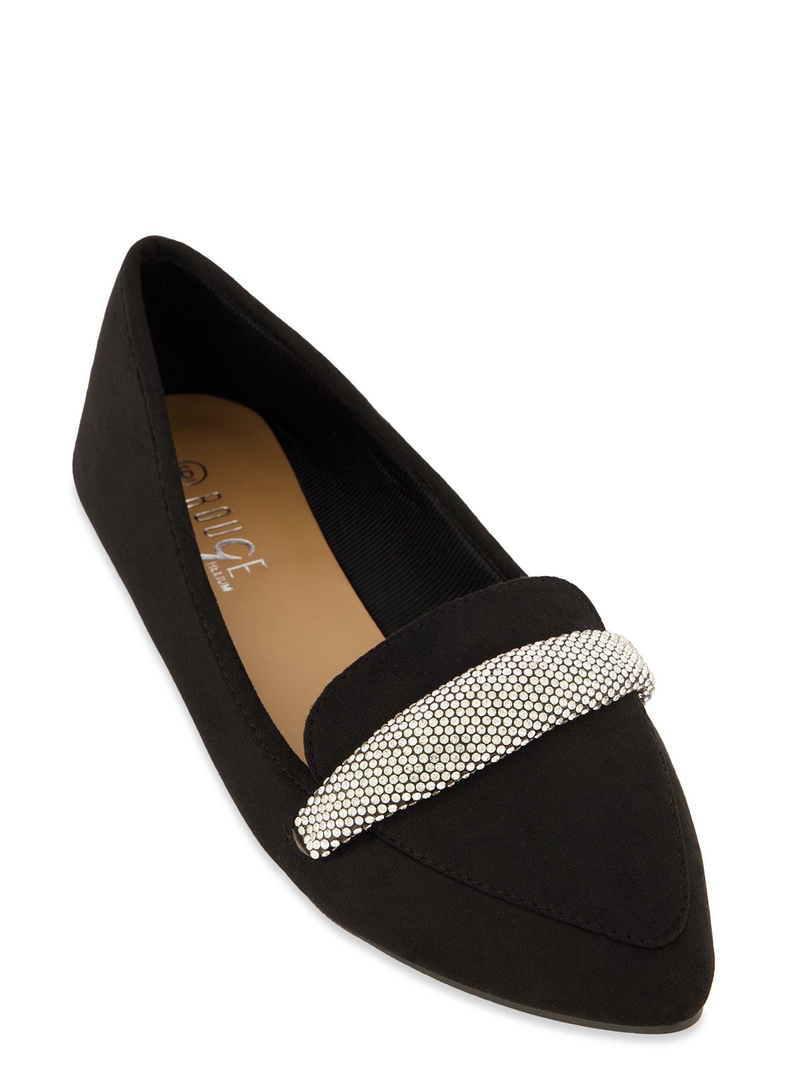 Black flat outlet shoes with rhinestones