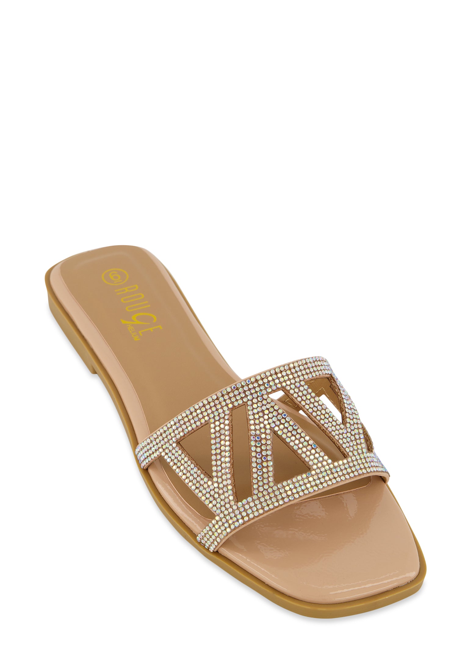 Geometric Rhinestone Band Flat Sandals