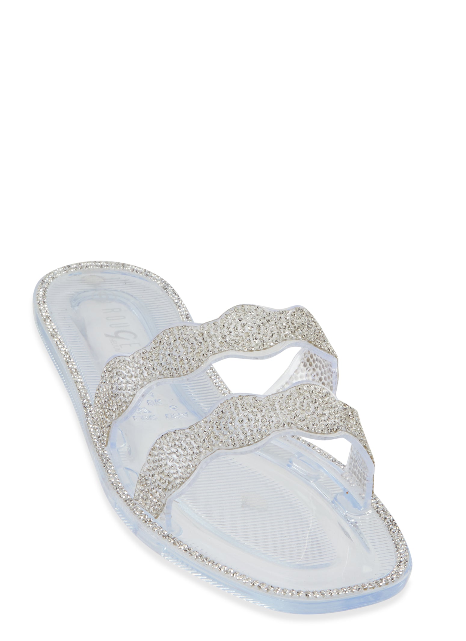 Rhinestone Studded Jelly Slide Sandals Clear