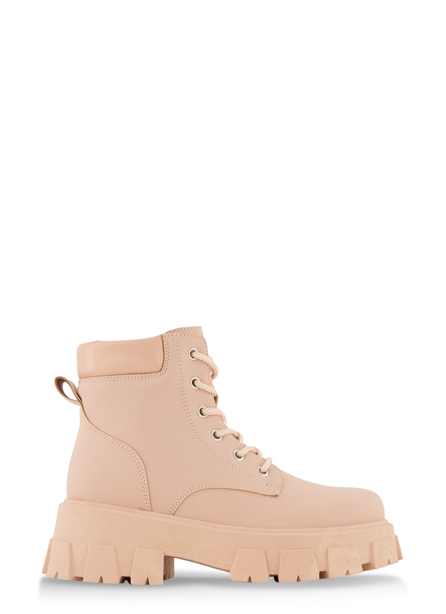 pink and white wing combat boots