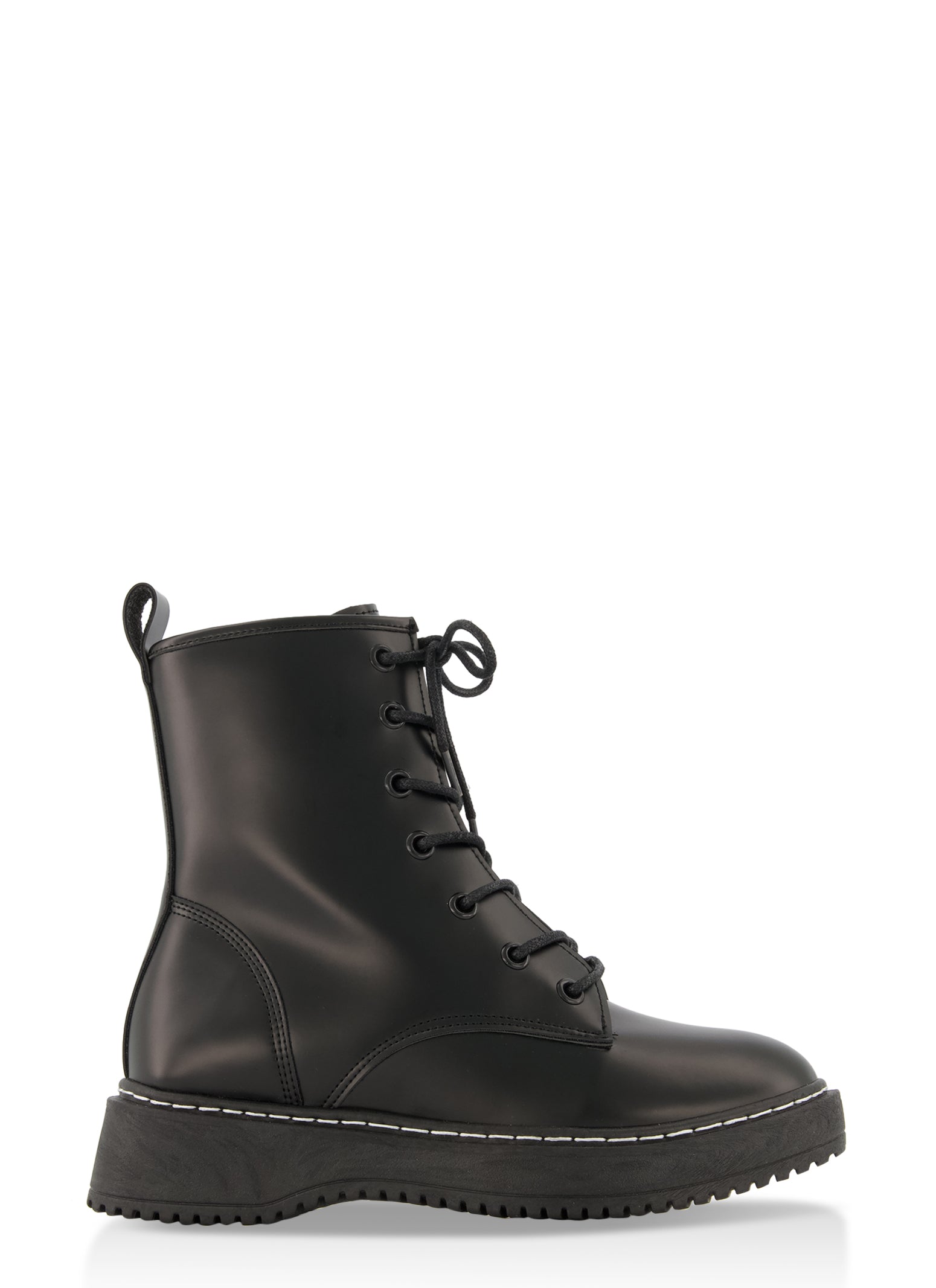 Decorative Stitch Lace Up Combat Boots