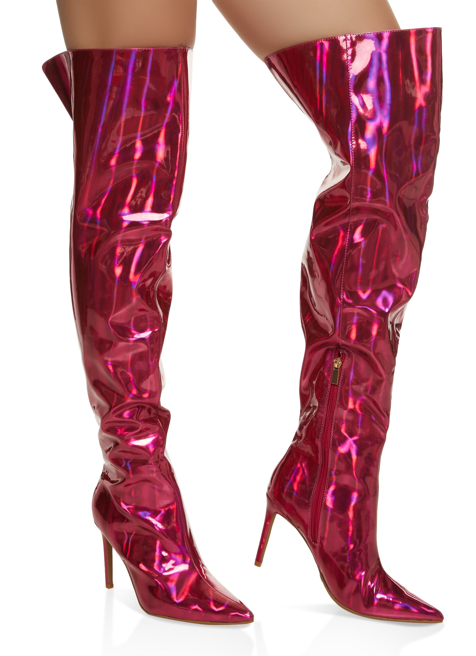 neon knee high boots