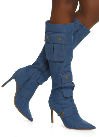 Tall blue sale jean boots