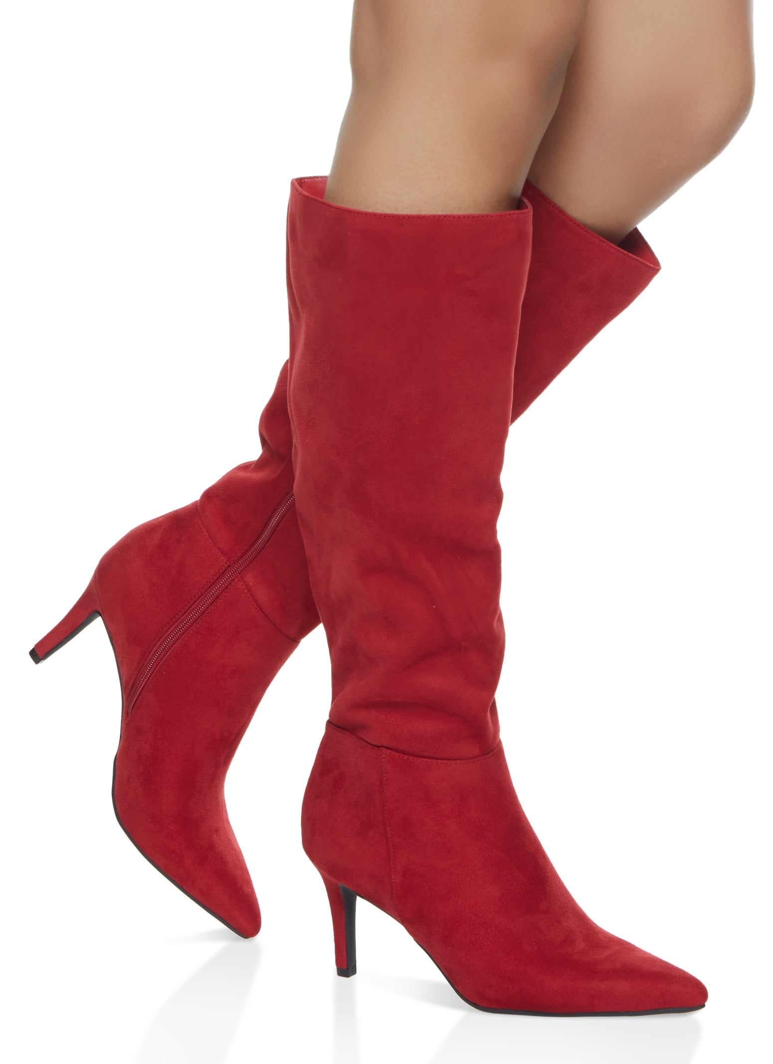 Red suede tall on sale boots