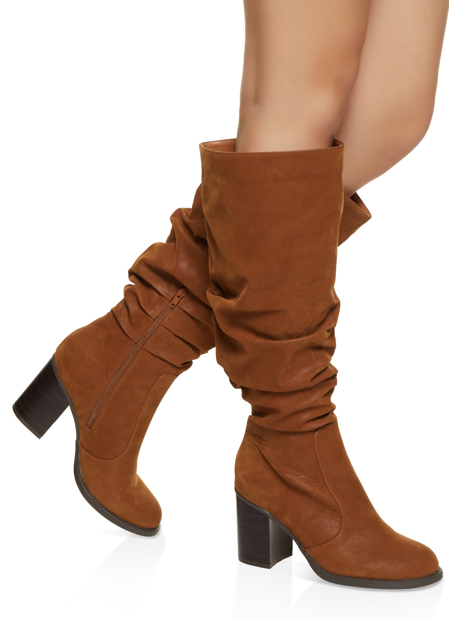 Tan clearance ruched boots