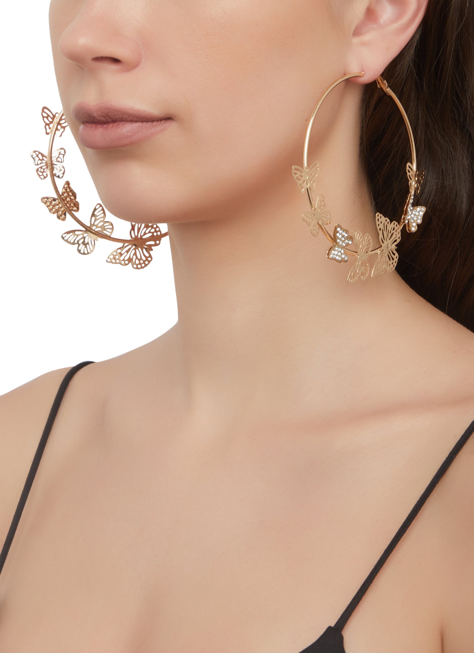 Kaila Gold Butterfly Hoop Earrings for Women ，Butterfly India | Ubuy