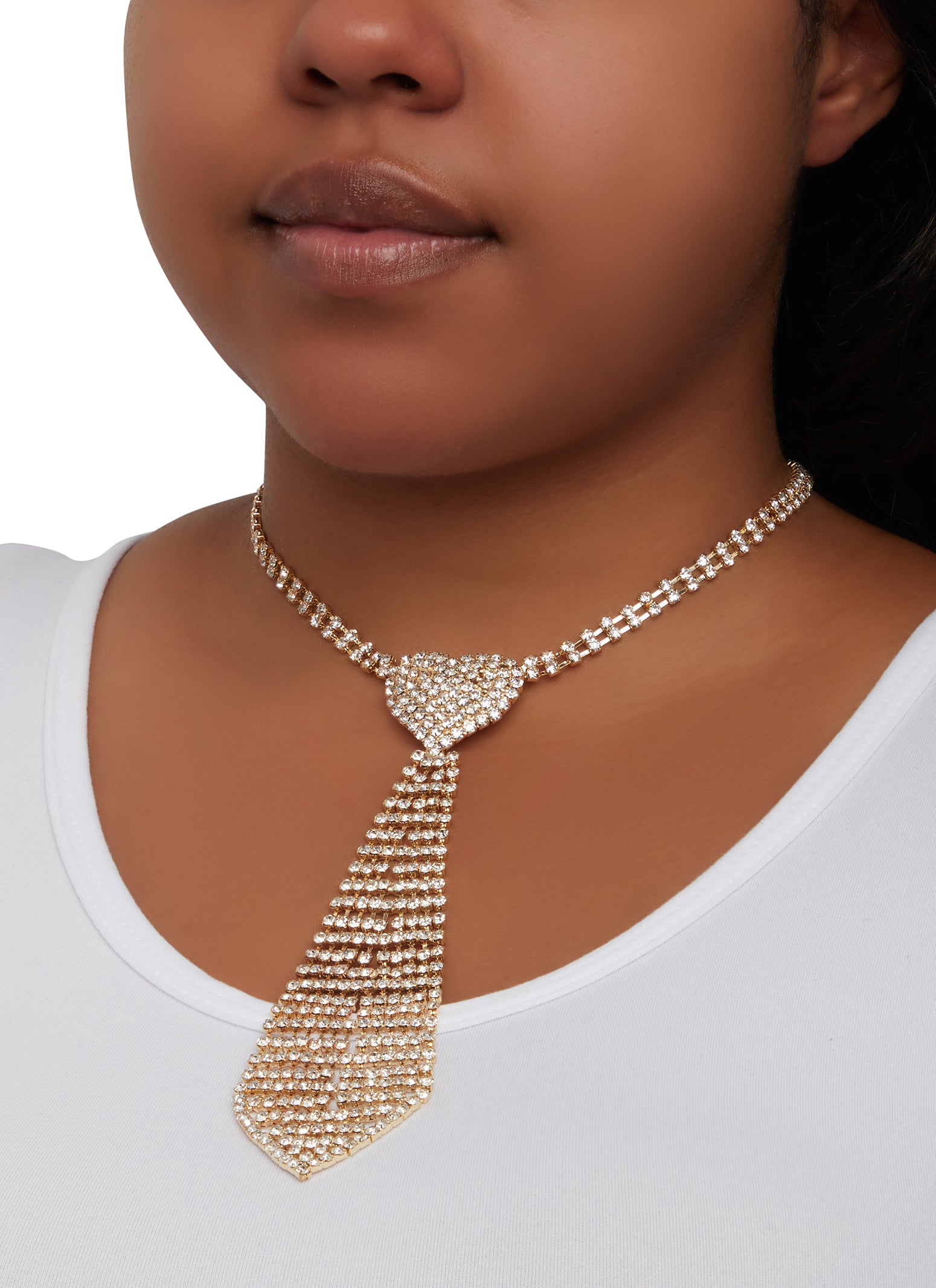 Rhinestone clearance necktie necklace