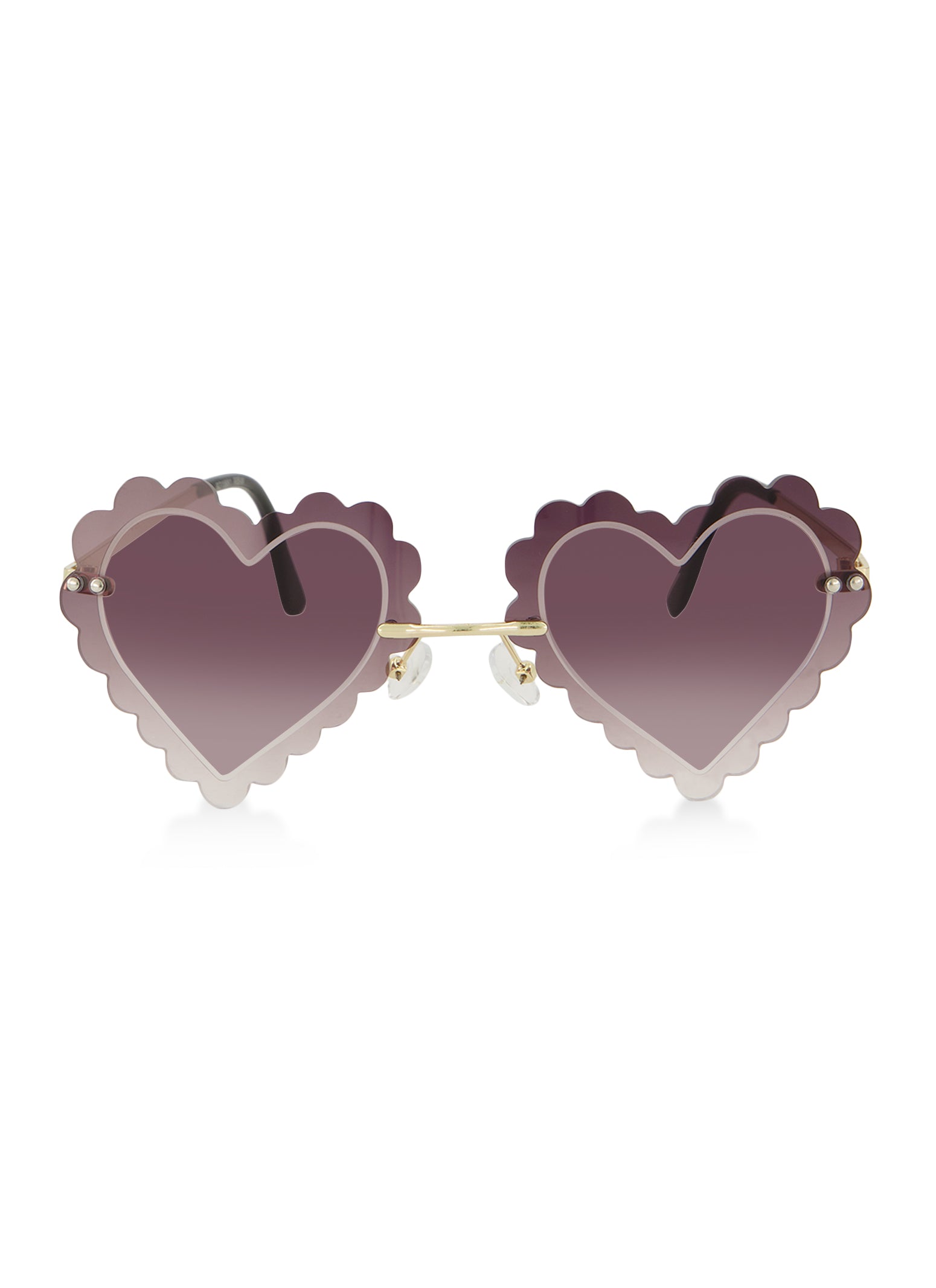 Rimless Scalloped Edge Heart Shaped Sunglasses