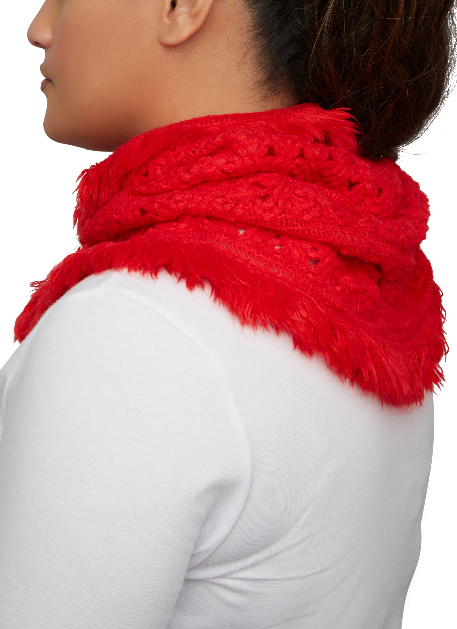 Red Fringe Infinity Scarf