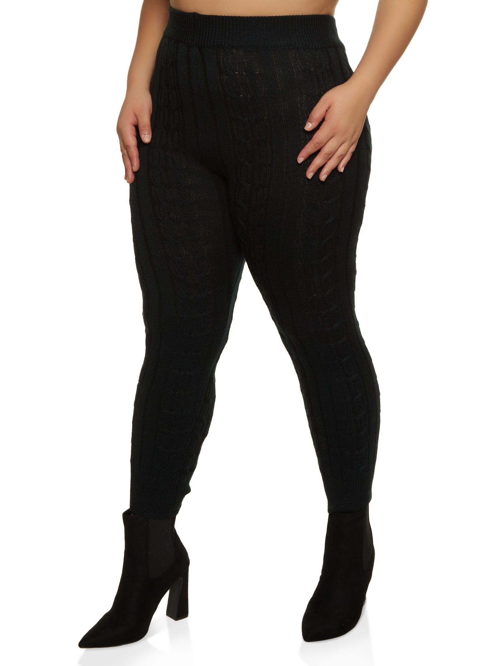 Women's knitted leggings - black