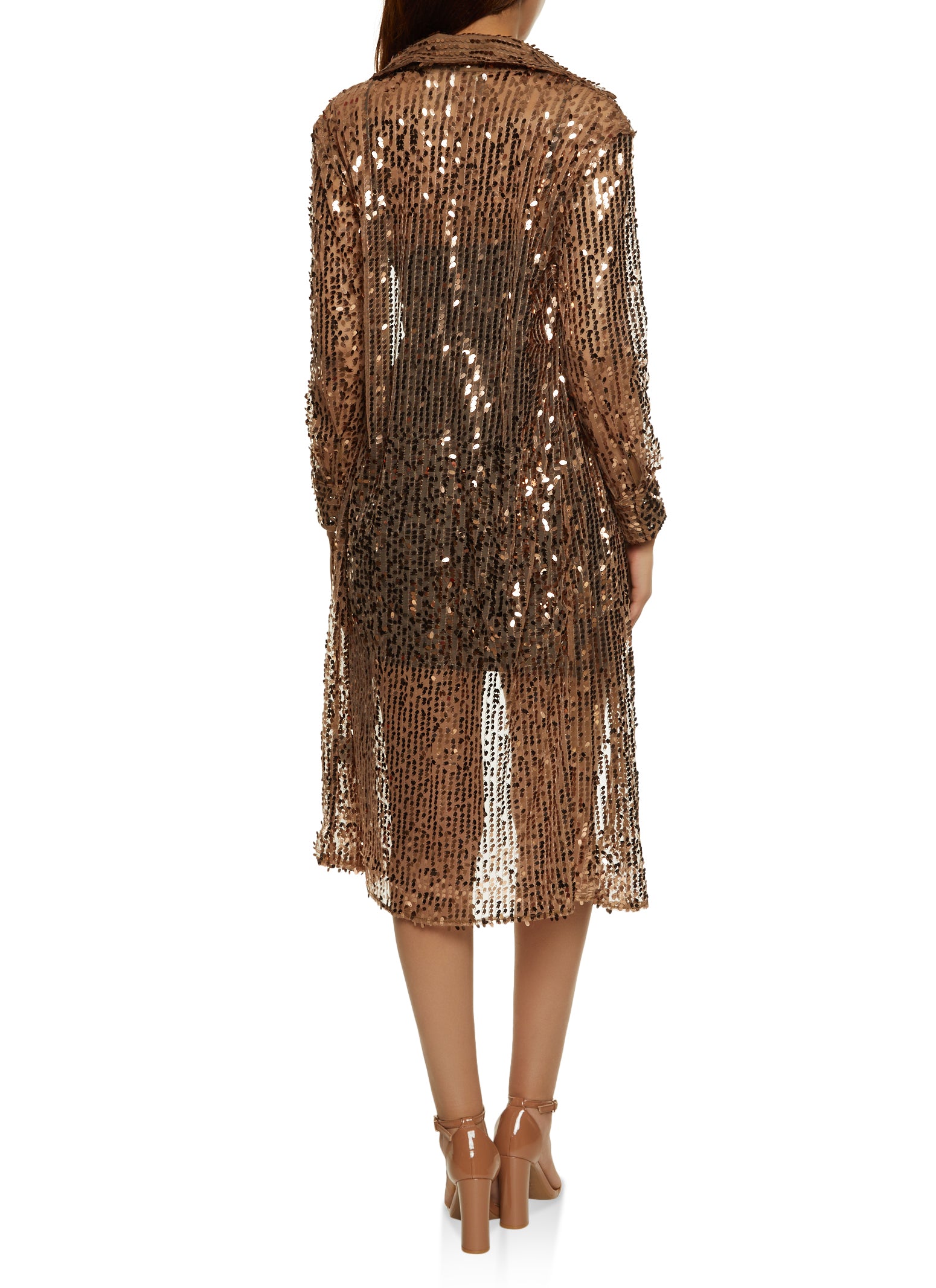 WAY194162 Sequin Duster, Solid Color - Rose Gold/Taupe/Black
