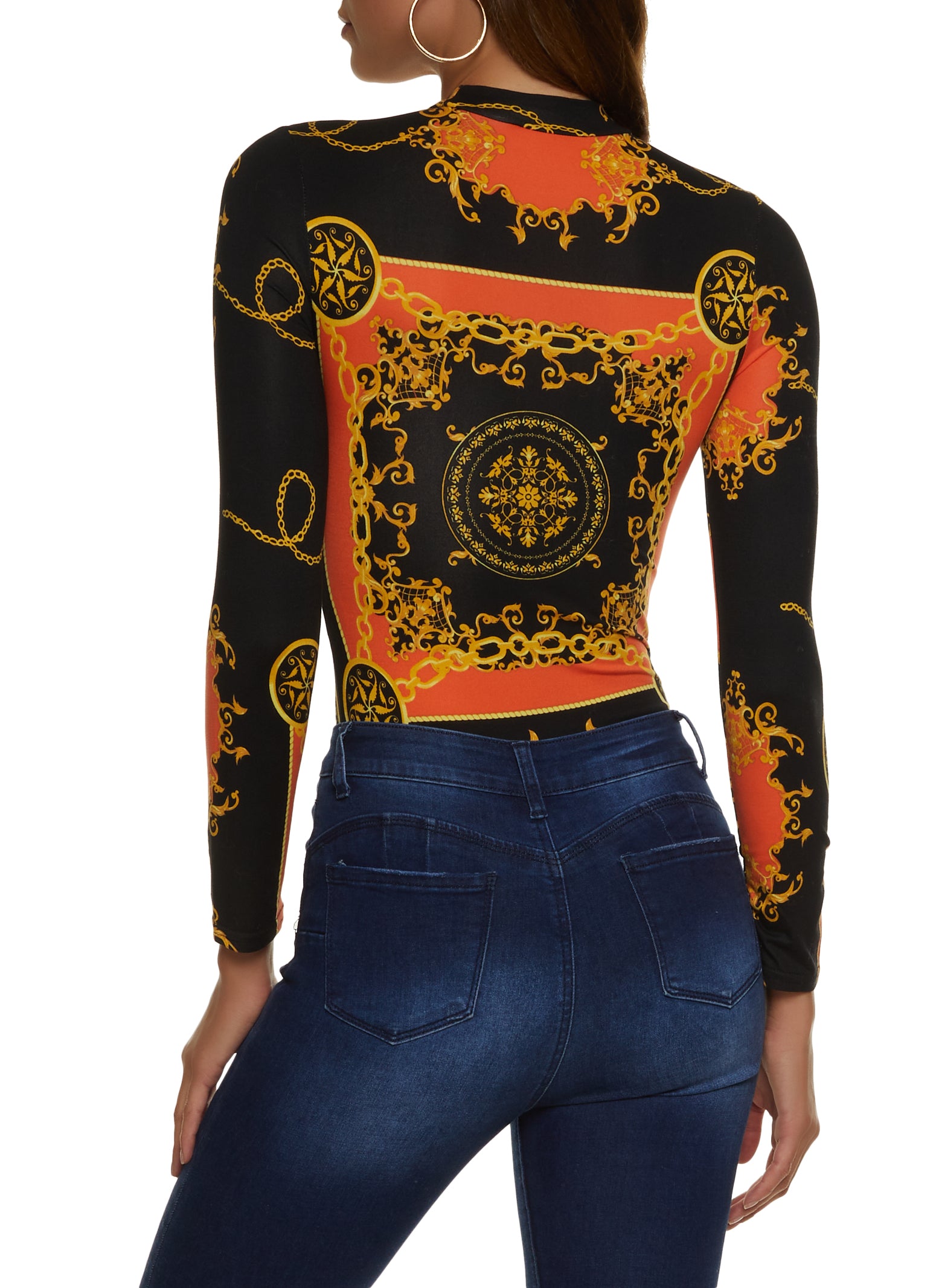 Plus Size Gold Baroque Tummy Shaper Printed Flare Pants Online in