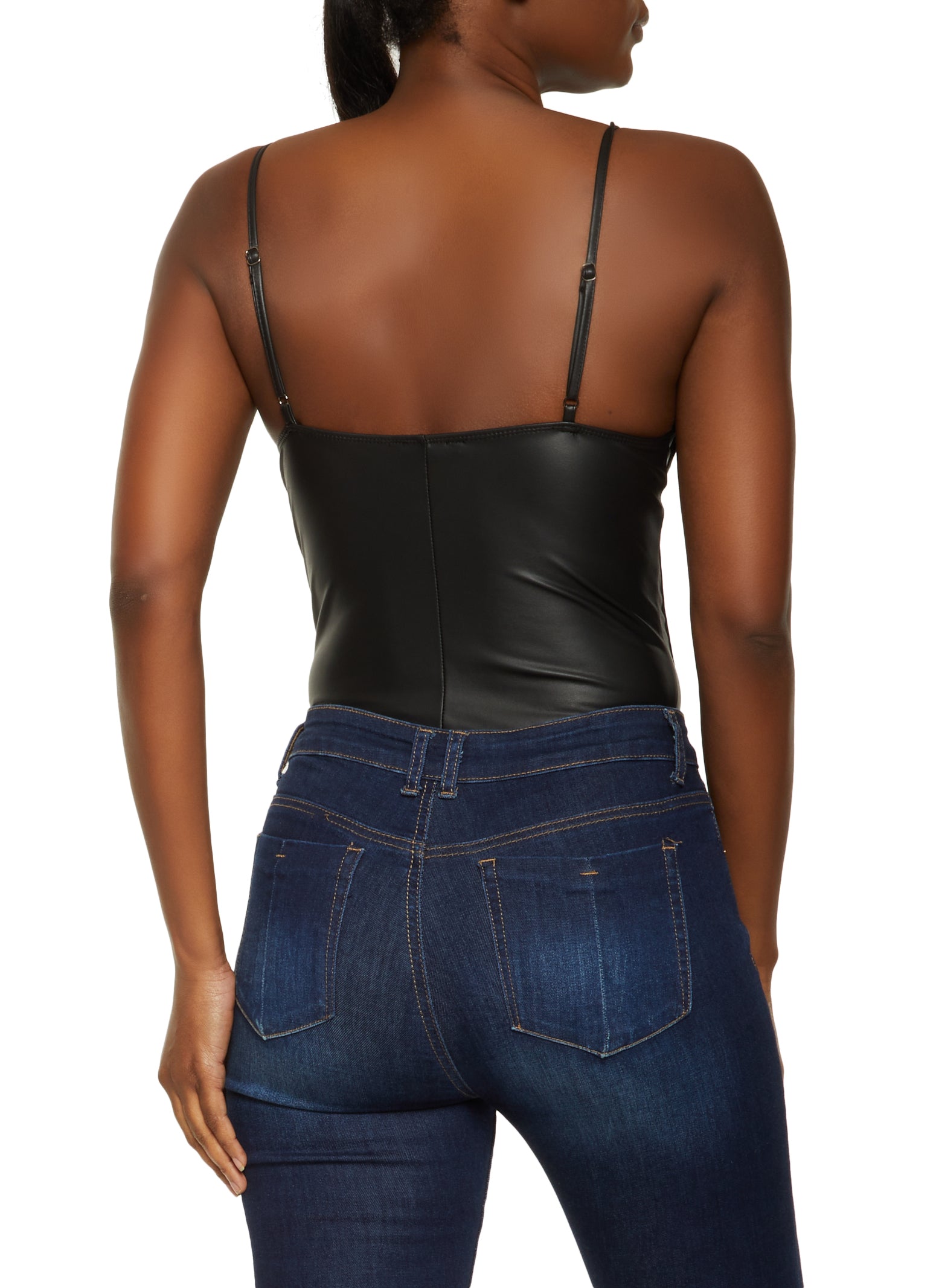 (6335) Women's Leather Sweetheart Bodysuit