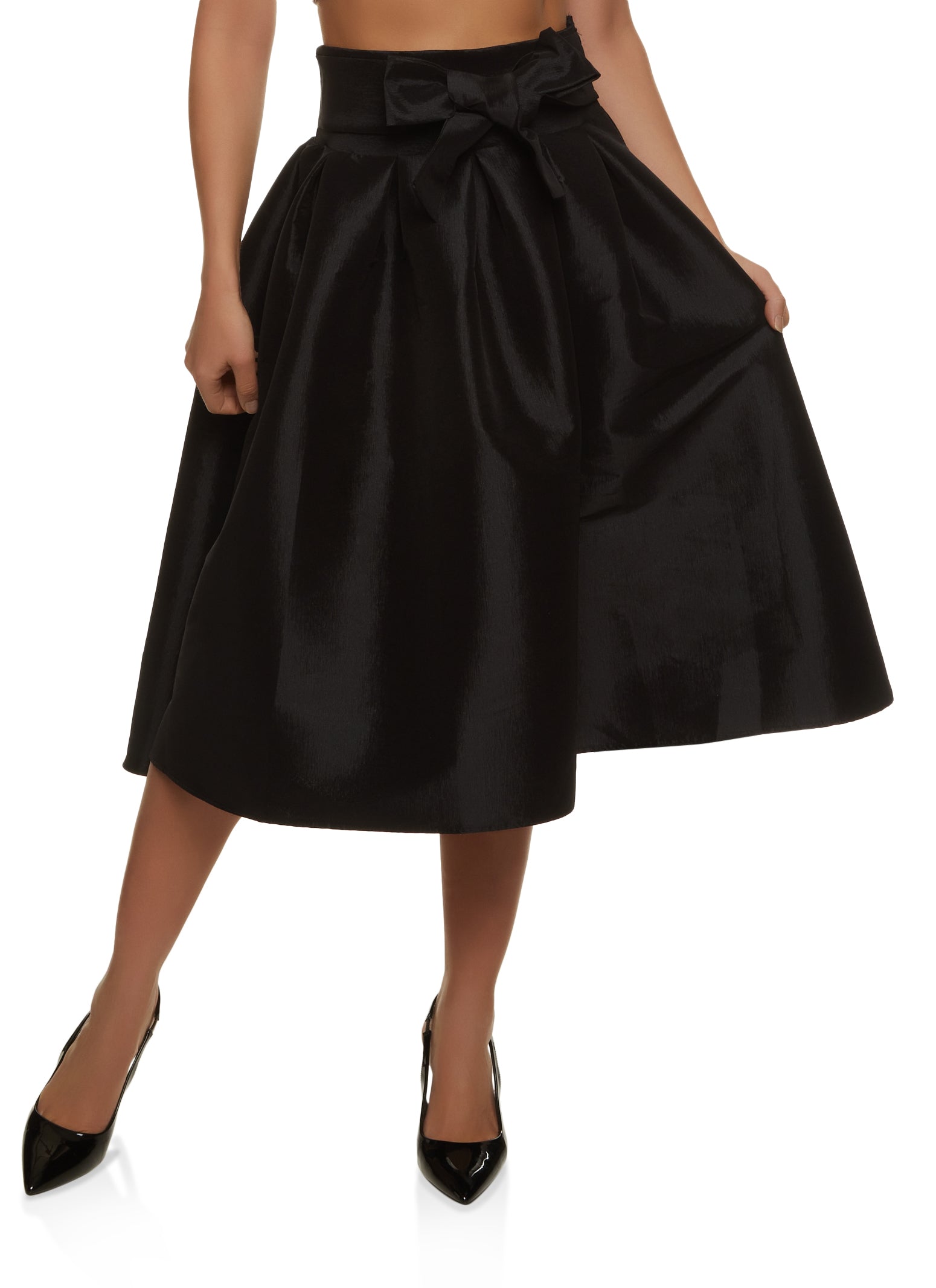 Black high waisted outlet midi skater skirt