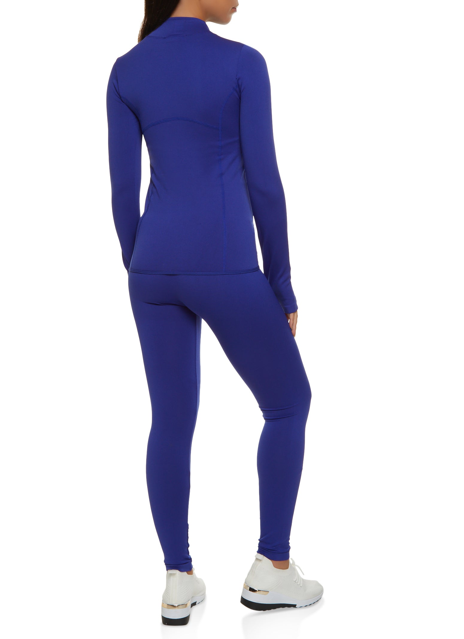 Seamless Solid Track Jacket and Leggings Set - Royal Blue