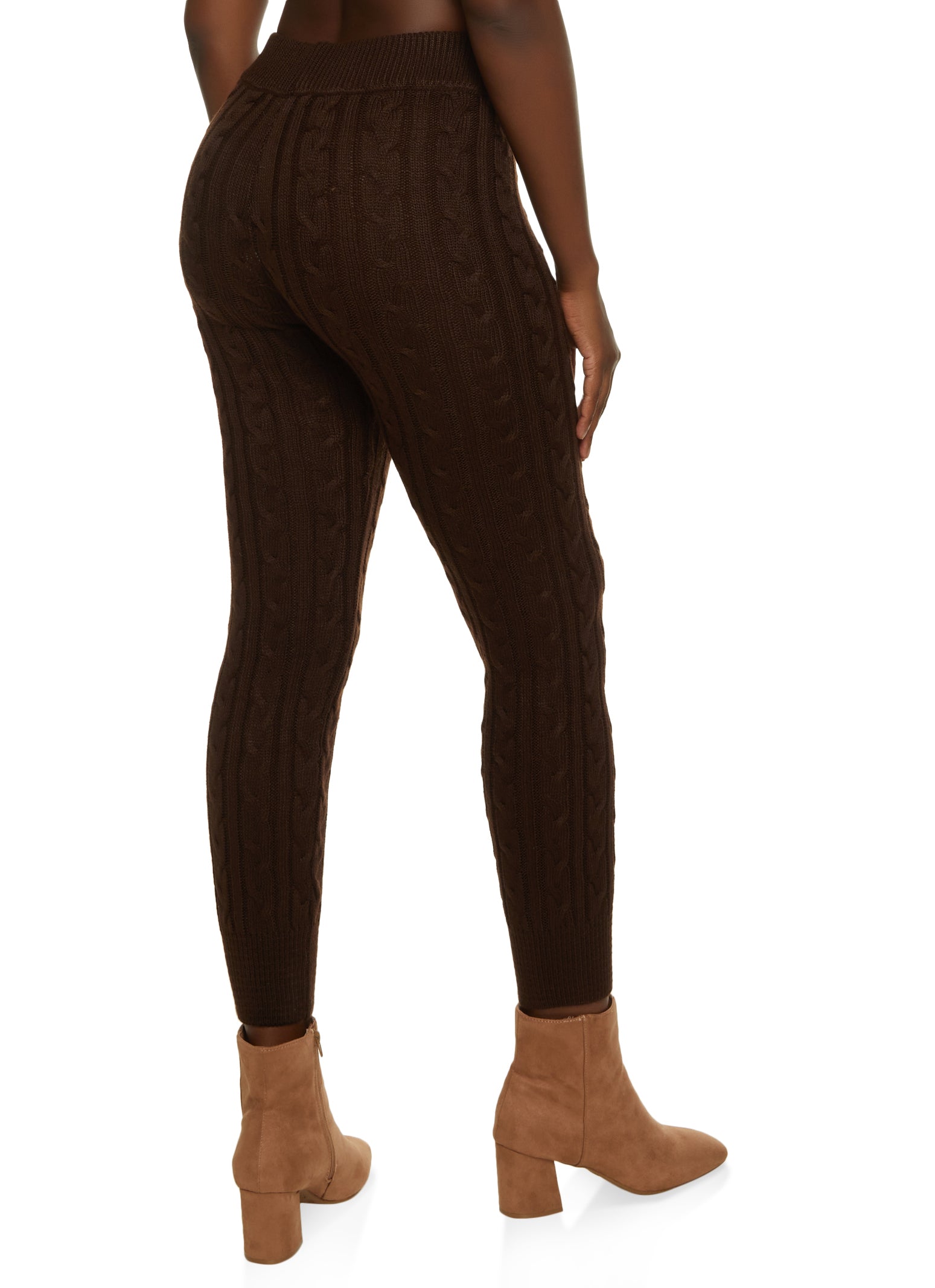 Cable Knit Full Length Ribbed Thick Warm Ladies Womens Leggings Pants