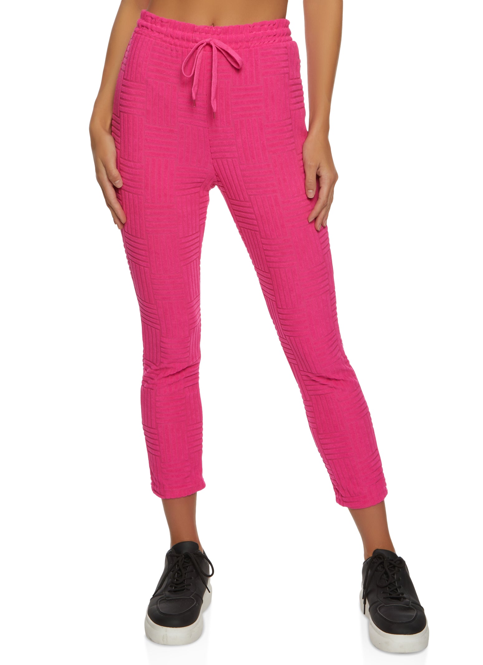 Terry Cloth Drawstring Joggers Fuchsia