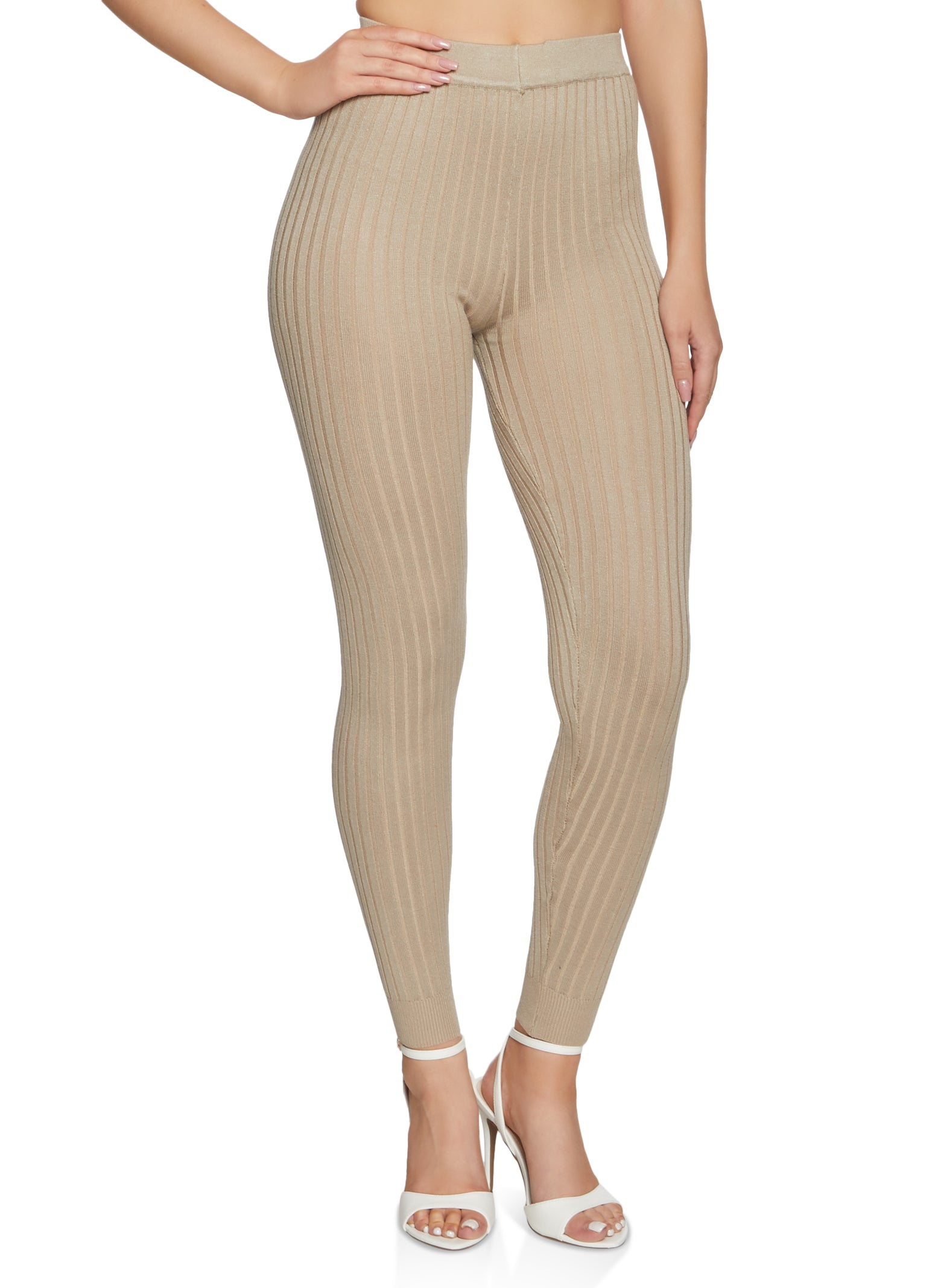 Taupe Cable Knit High Waisted Leggings | Lime Lush