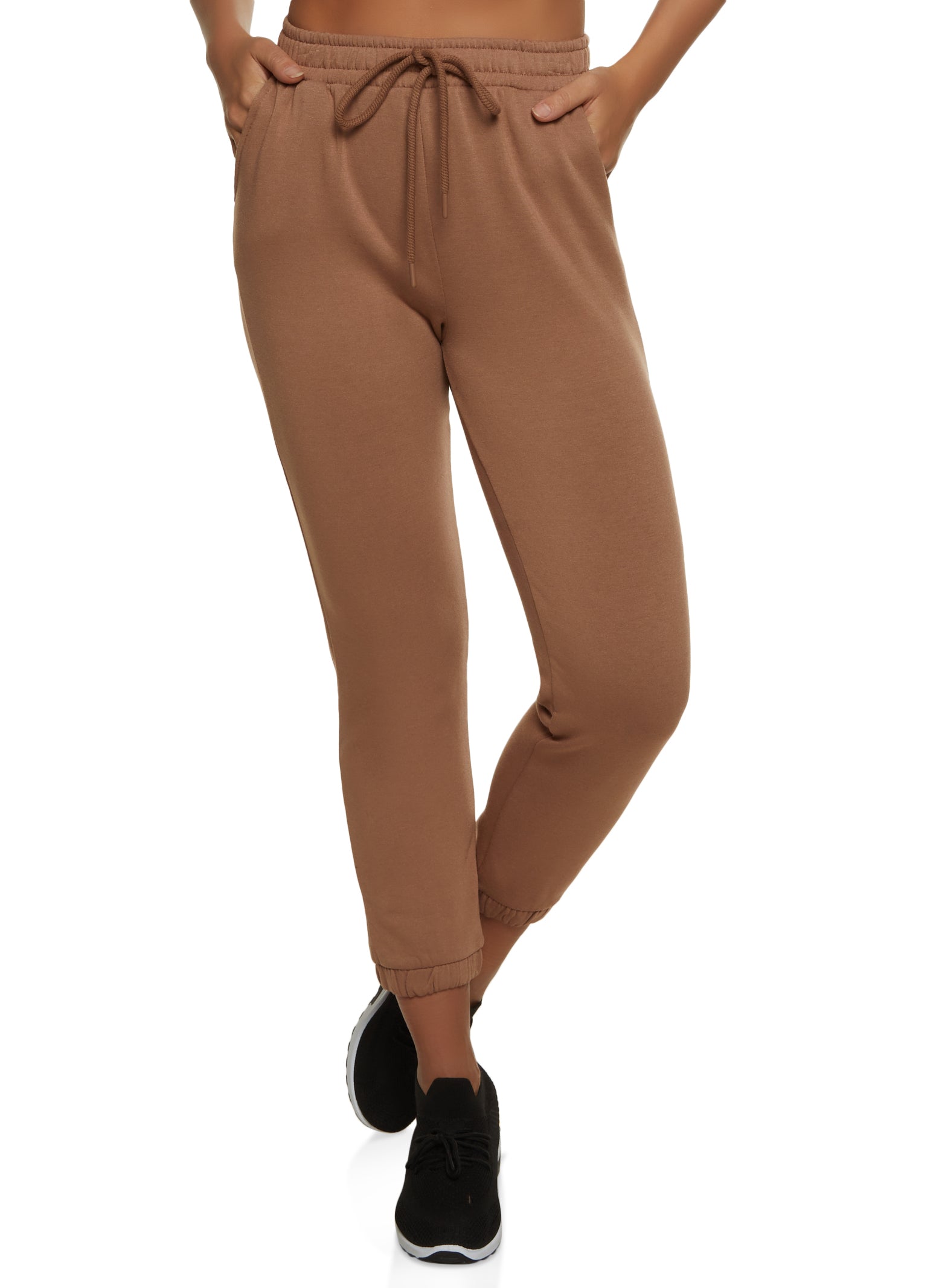 Fleece Drawstring Sweatpants - Brown