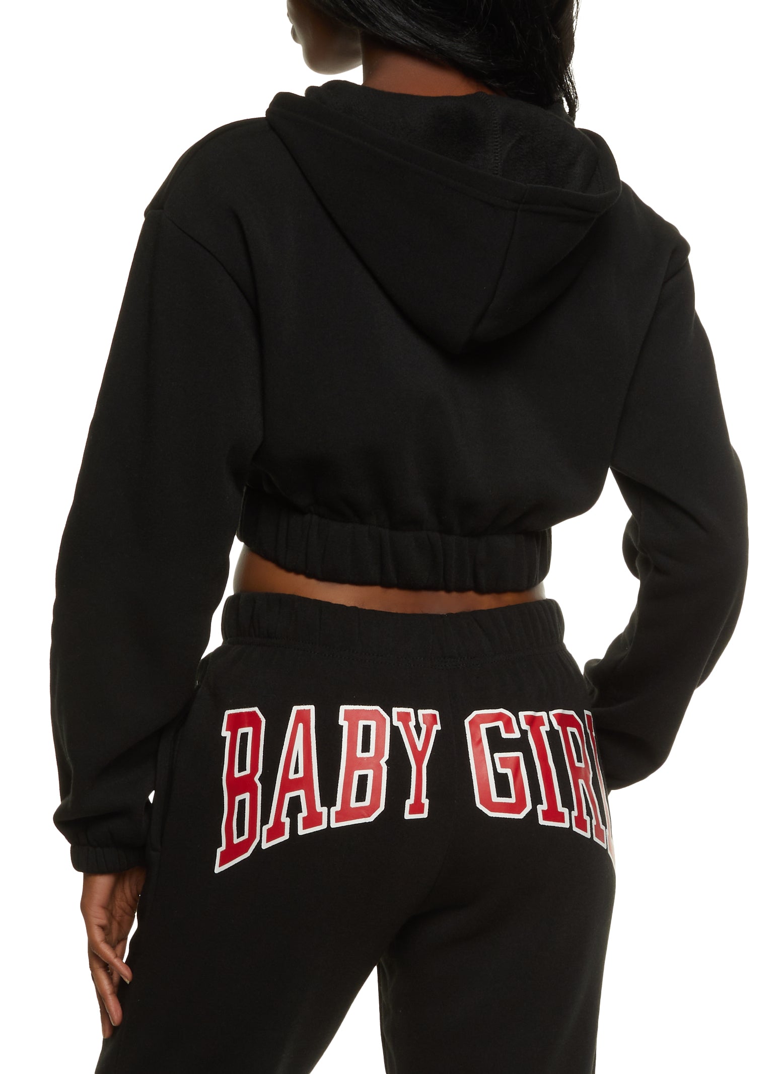 Baby Girl Cropped Hoodie - Black  Cropped hoodie outfit, Girls