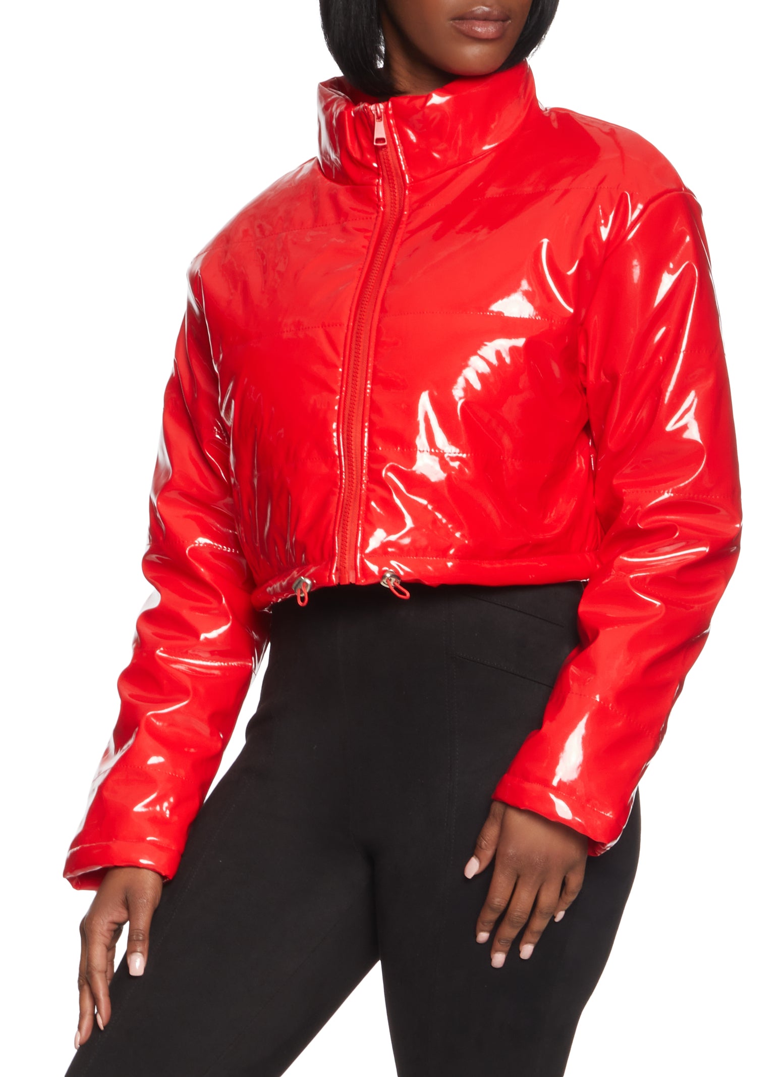 Red pvc hot sale puffer jacket