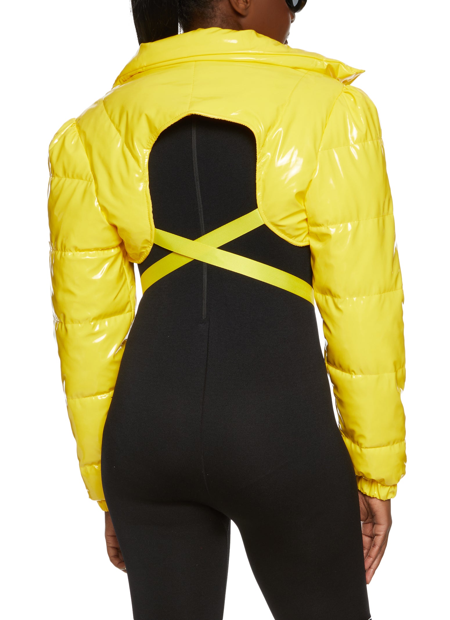 jacket with yellow strap