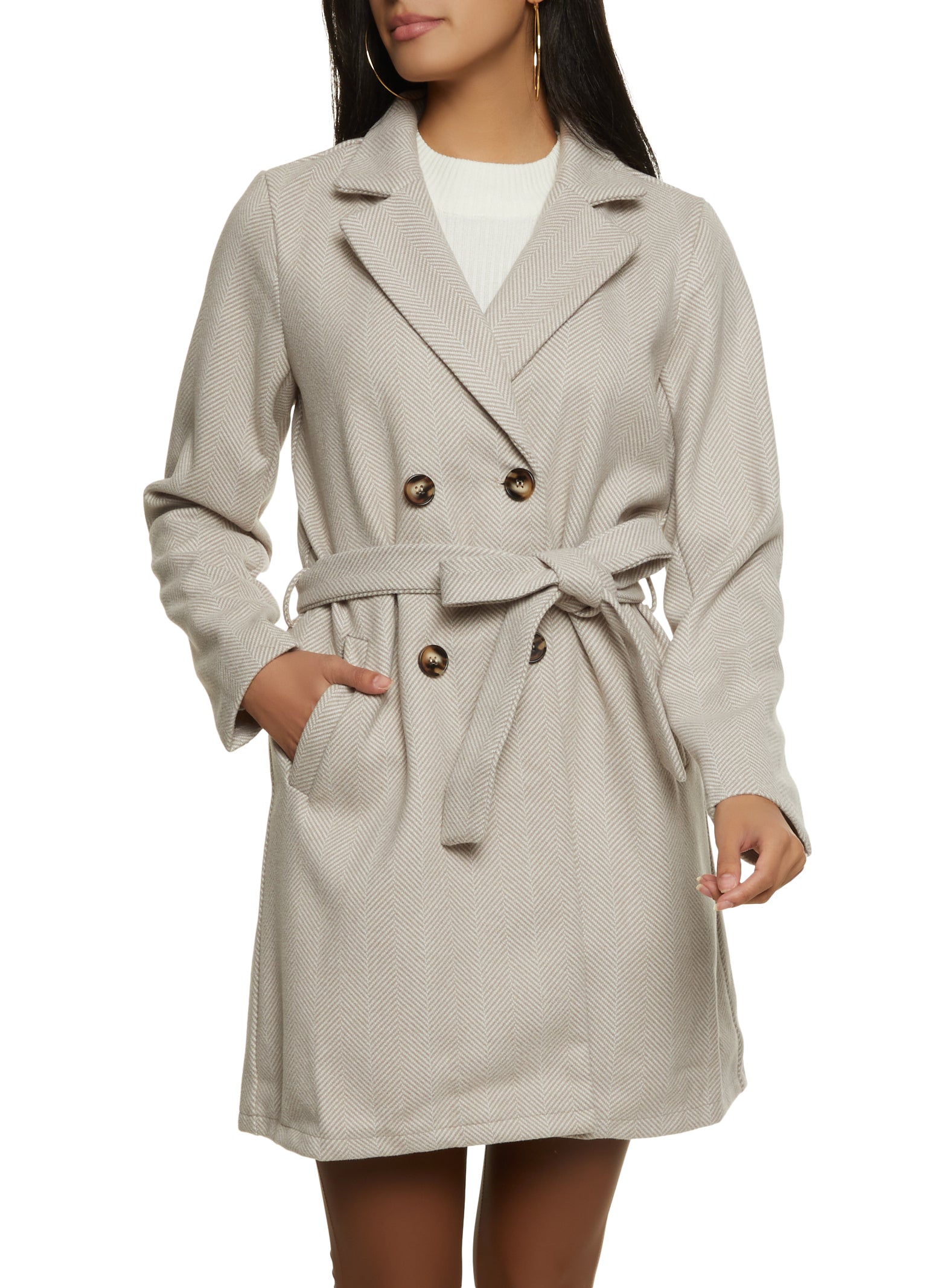 Women's peacoat clearance with tie waist