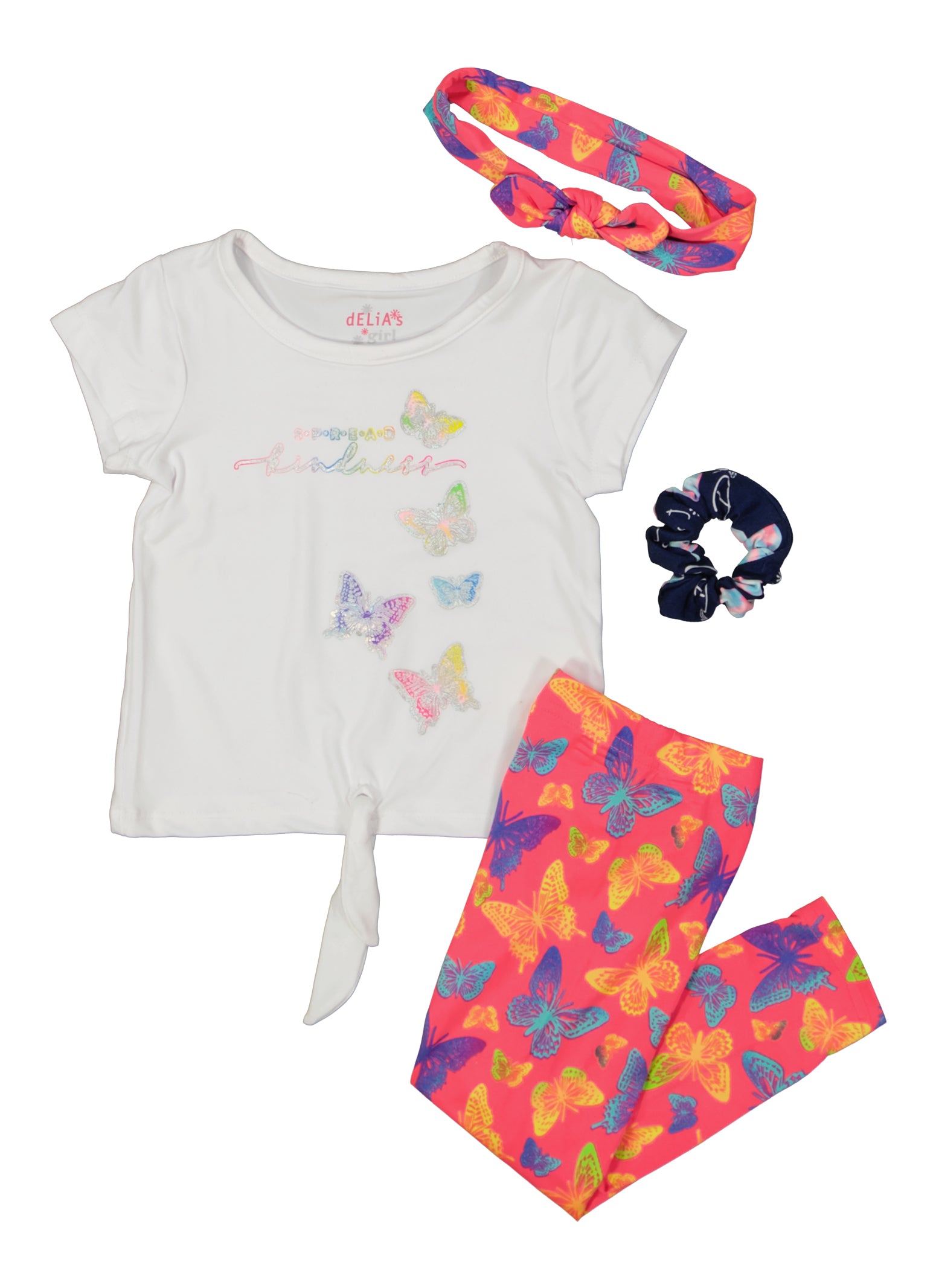 Toddler Girls Foil Spread Kindness Butterfly Tee and Leggings Set - White